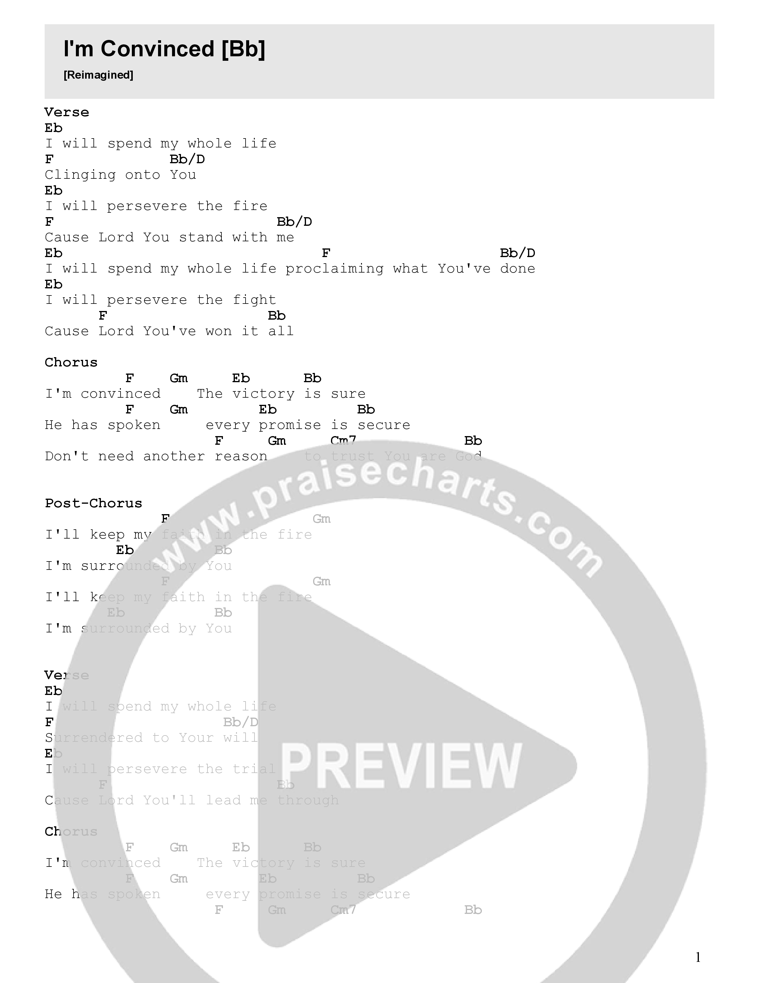 I'm Convinced (Reimagined) Chord Chart (FC Music)