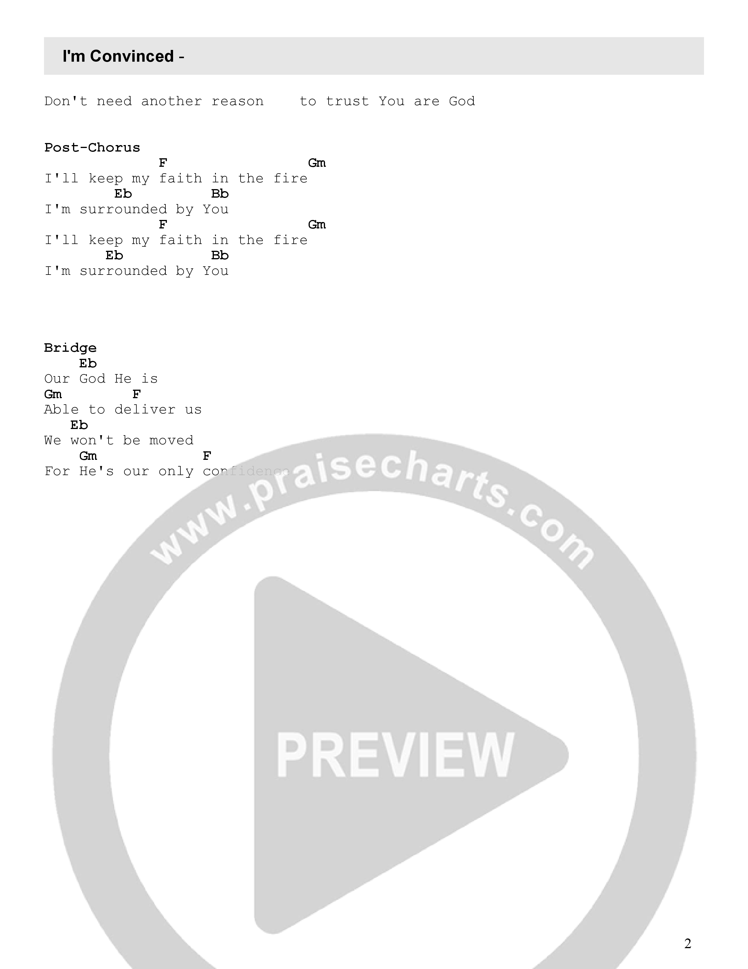 I'm Convinced (Reimagined) Chord Chart (FC Music)