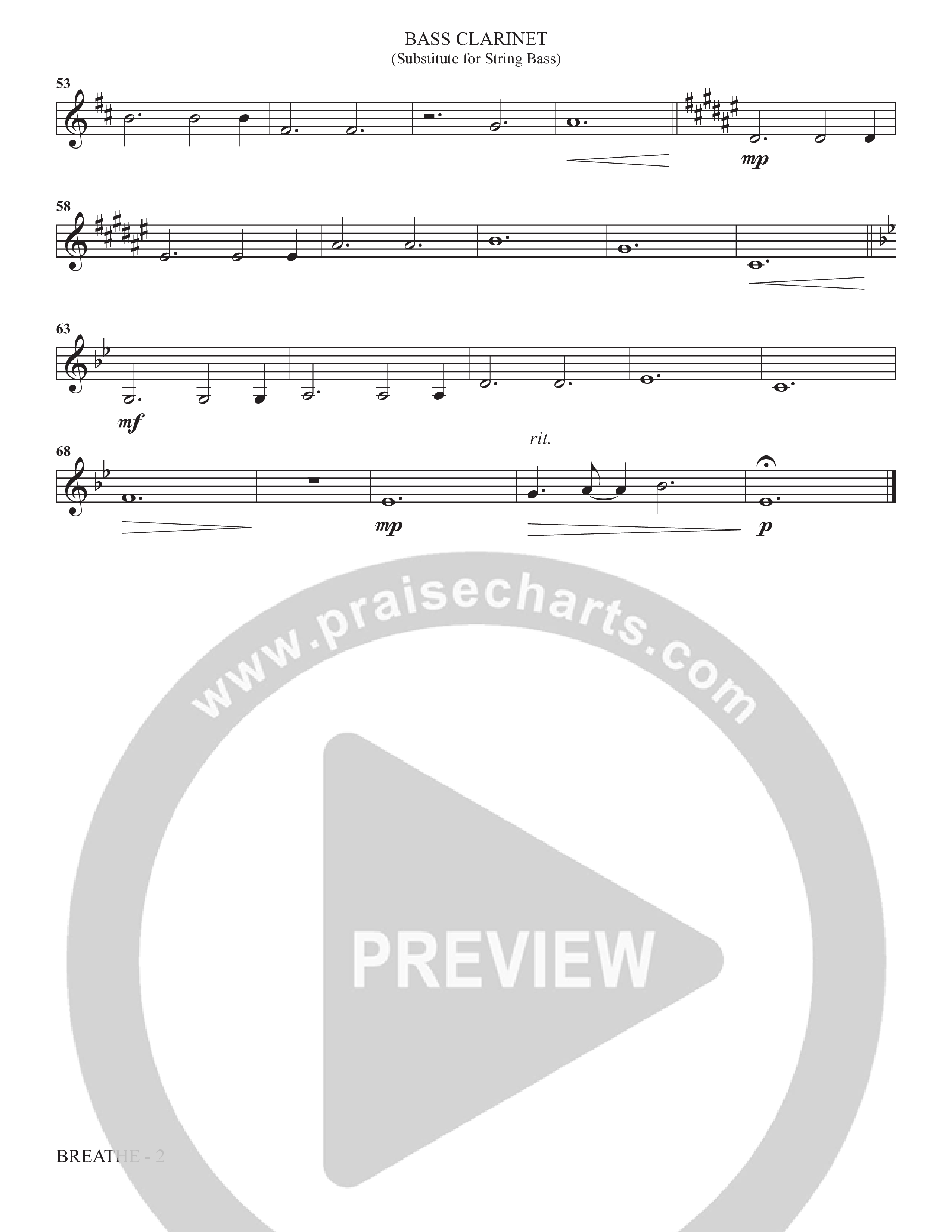 Breathe (Choral Anthem SATB) Bass Clarinet (The Brooklyn Tabernacle Choir / Arr. Carol Cymbala / Arr. Jason Webb / Orch. J. Daniel Smith)