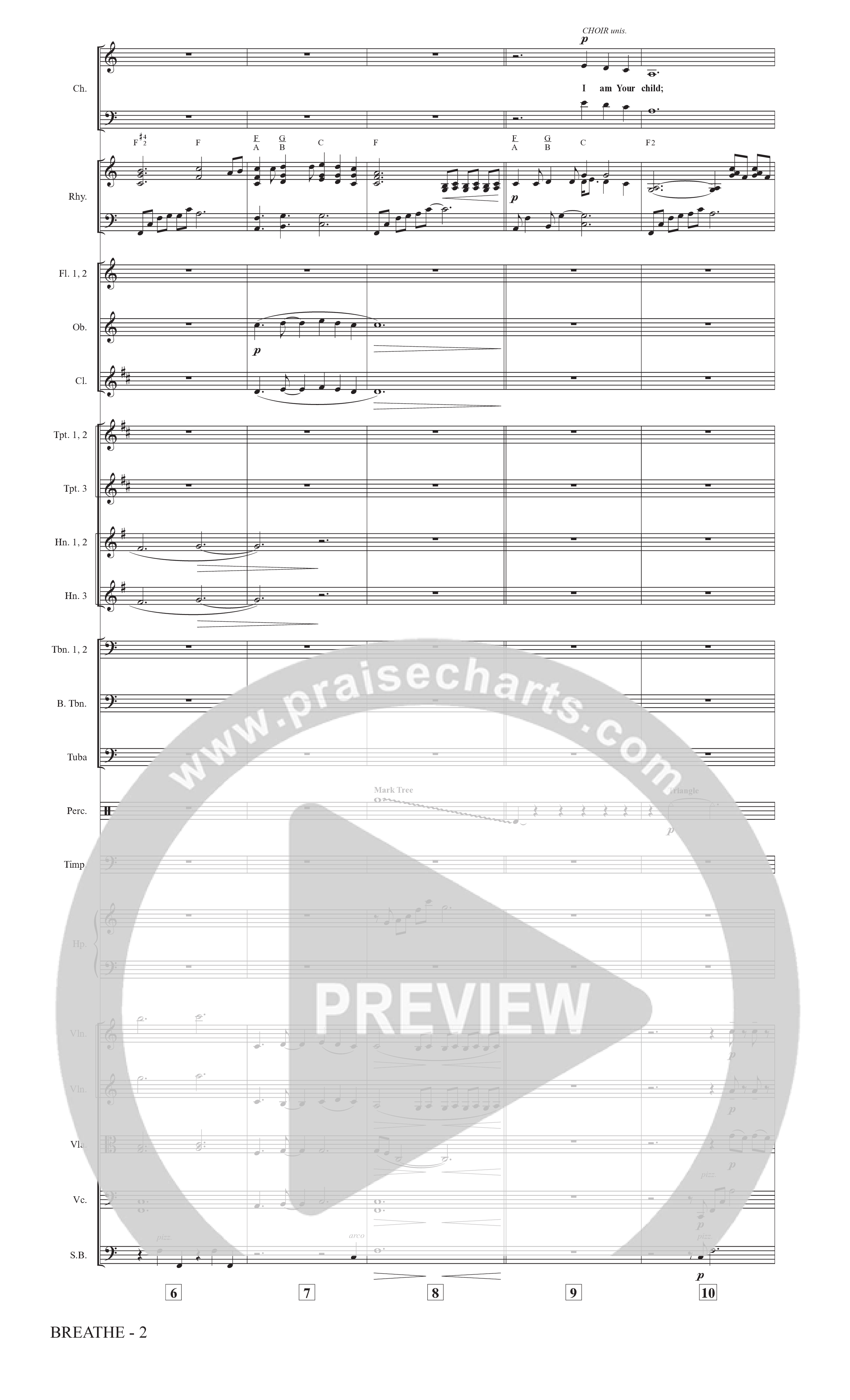 Breathe (Choral Anthem SATB) Orchestration (The Brooklyn Tabernacle Choir / Arr. Carol Cymbala / Arr. Jason Webb / Orch. J. Daniel Smith)