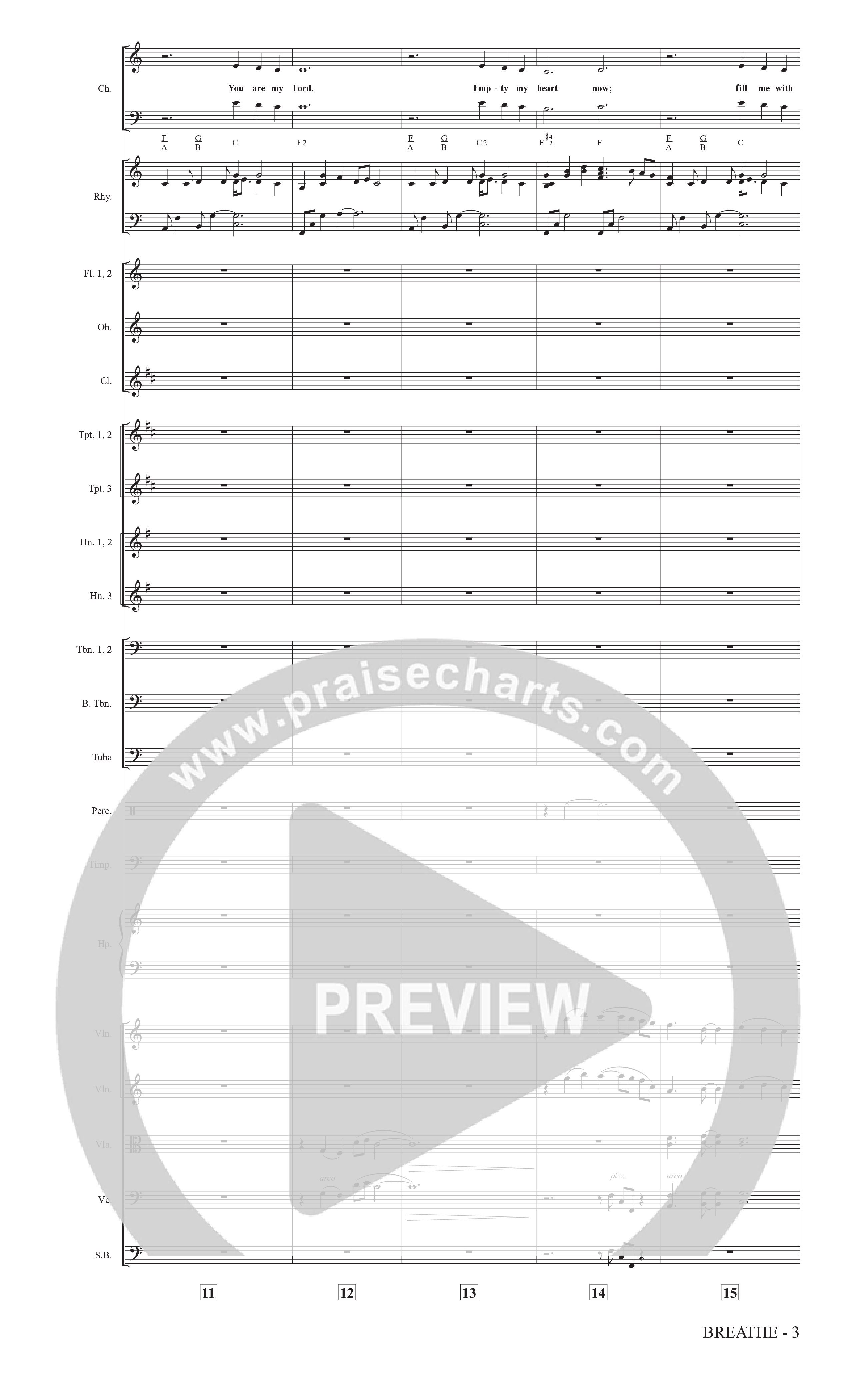 Breathe (Choral Anthem SATB) Orchestration (The Brooklyn Tabernacle Choir / Arr. Carol Cymbala / Arr. Jason Webb / Orch. J. Daniel Smith)