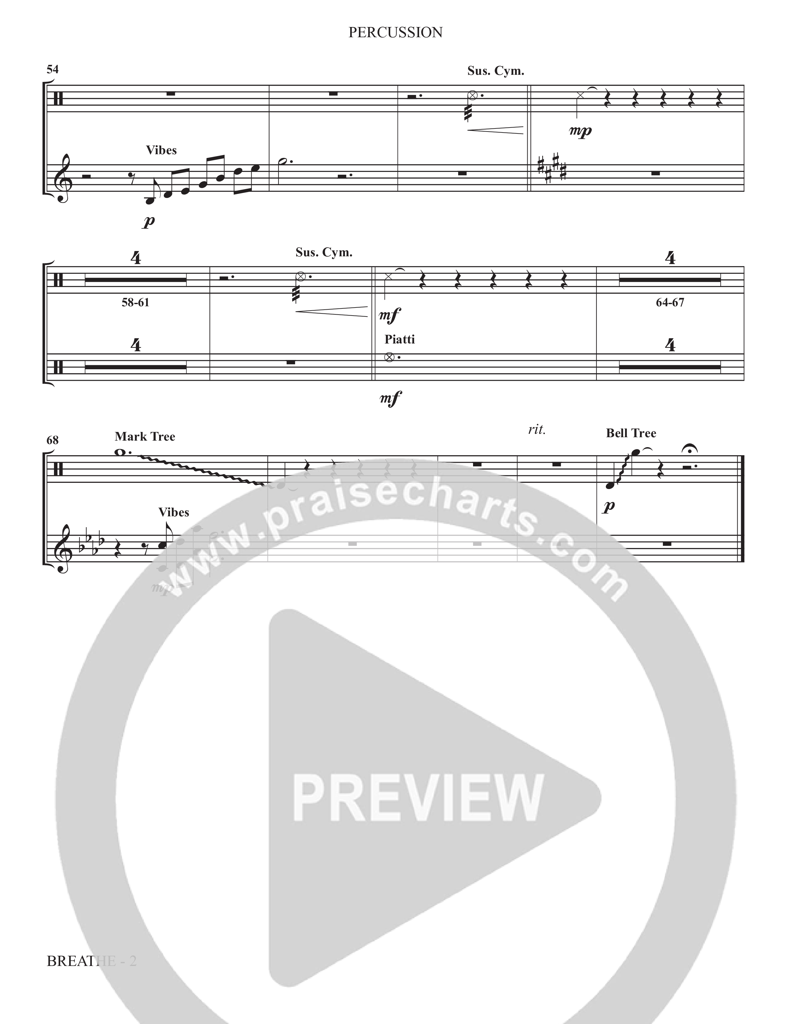 Breathe (Choral Anthem SATB) Percussion (The Brooklyn Tabernacle Choir / Arr. Carol Cymbala / Arr. Jason Webb / Orch. J. Daniel Smith)