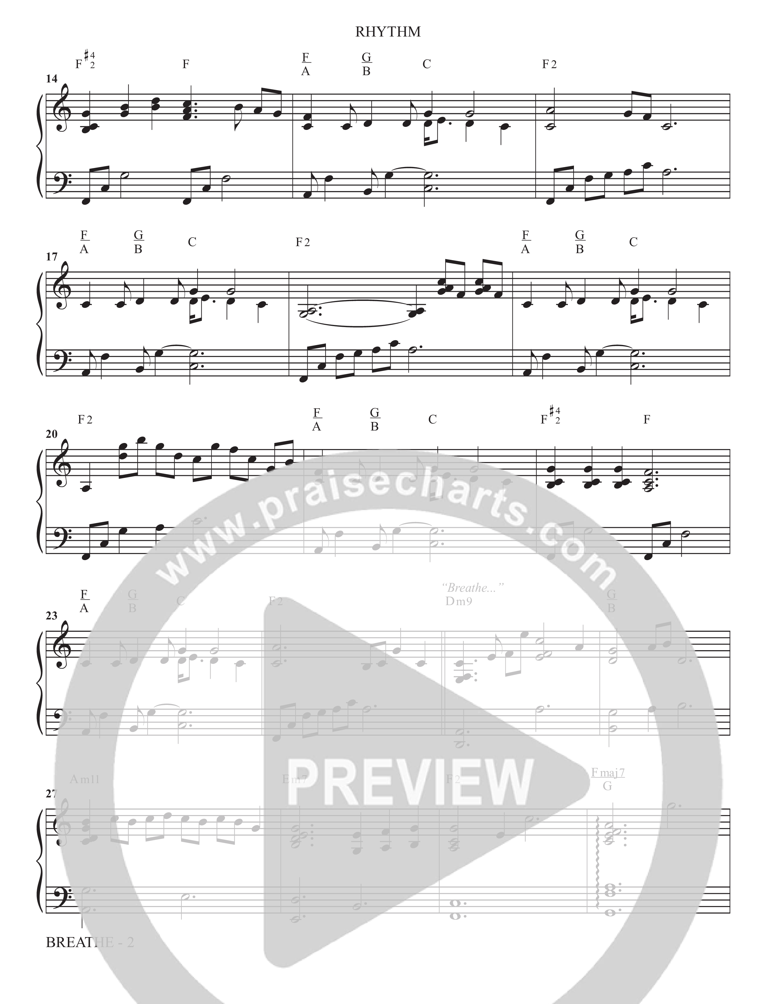 Breathe (Choral Anthem SATB) Rhythm Chart (The Brooklyn Tabernacle Choir / Arr. Carol Cymbala / Arr. Jason Webb / Orch. J. Daniel Smith)