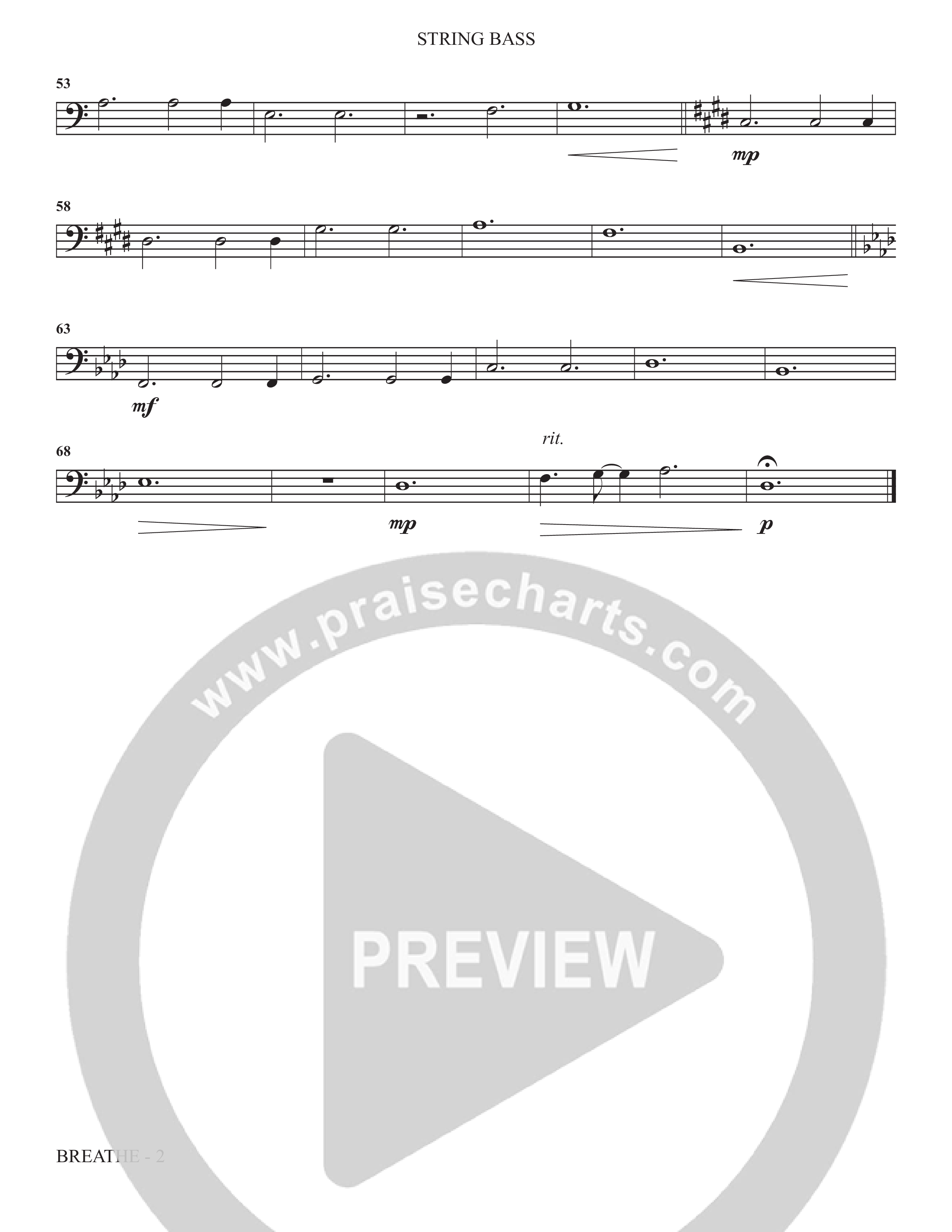 Breathe (Choral Anthem SATB) String Bass (The Brooklyn Tabernacle Choir / Arr. Carol Cymbala / Arr. Jason Webb / Orch. J. Daniel Smith)