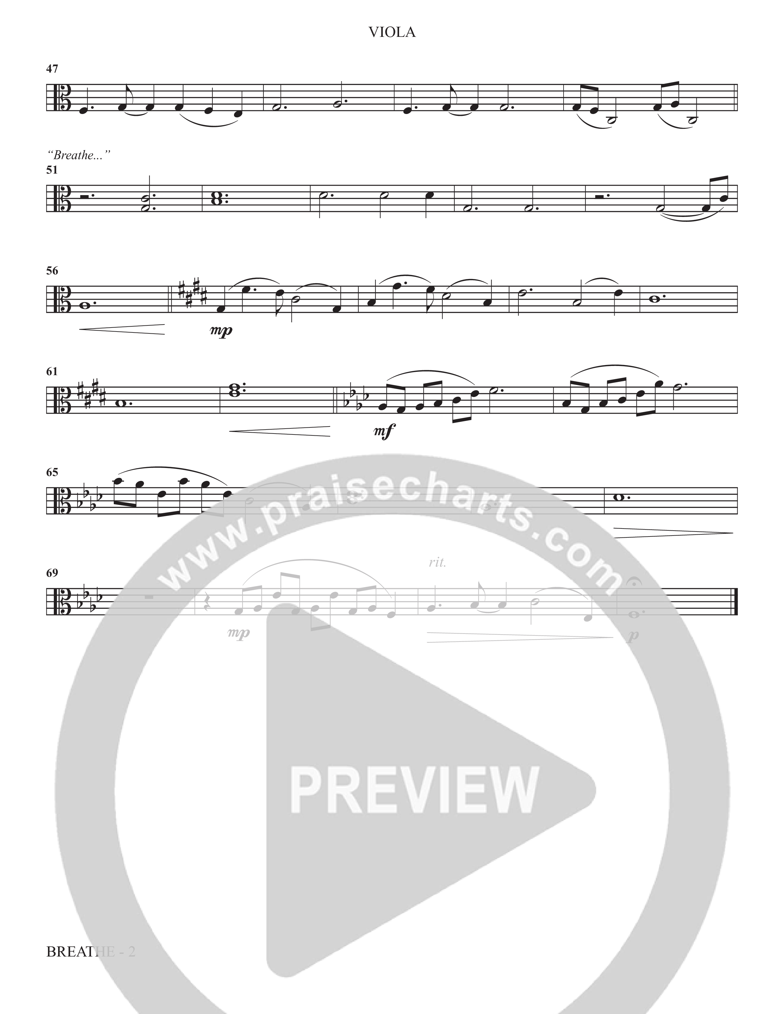 Breathe (Choral Anthem SATB) Viola (The Brooklyn Tabernacle Choir / Arr. Carol Cymbala / Arr. Jason Webb / Orch. J. Daniel Smith)