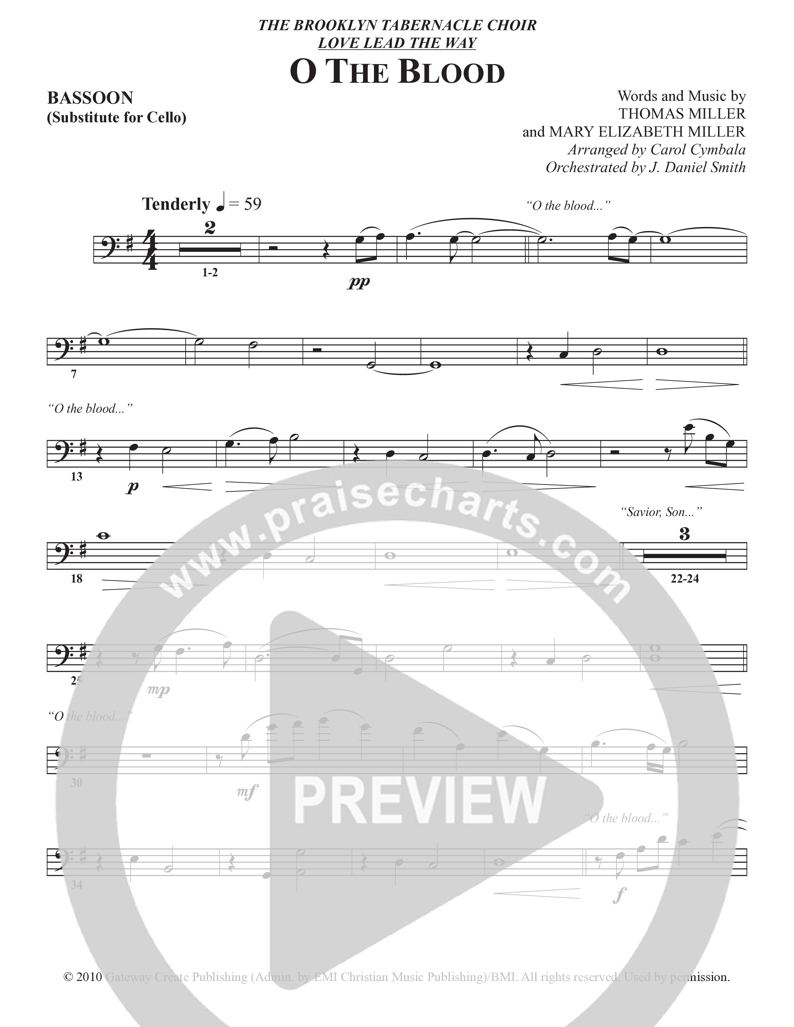 O The Blood (Choral Anthem SATB) Bassoon (The Brooklyn Tabernacle Choir / Arr. Carol Cymbala / Orch. J. Daniel Smith)