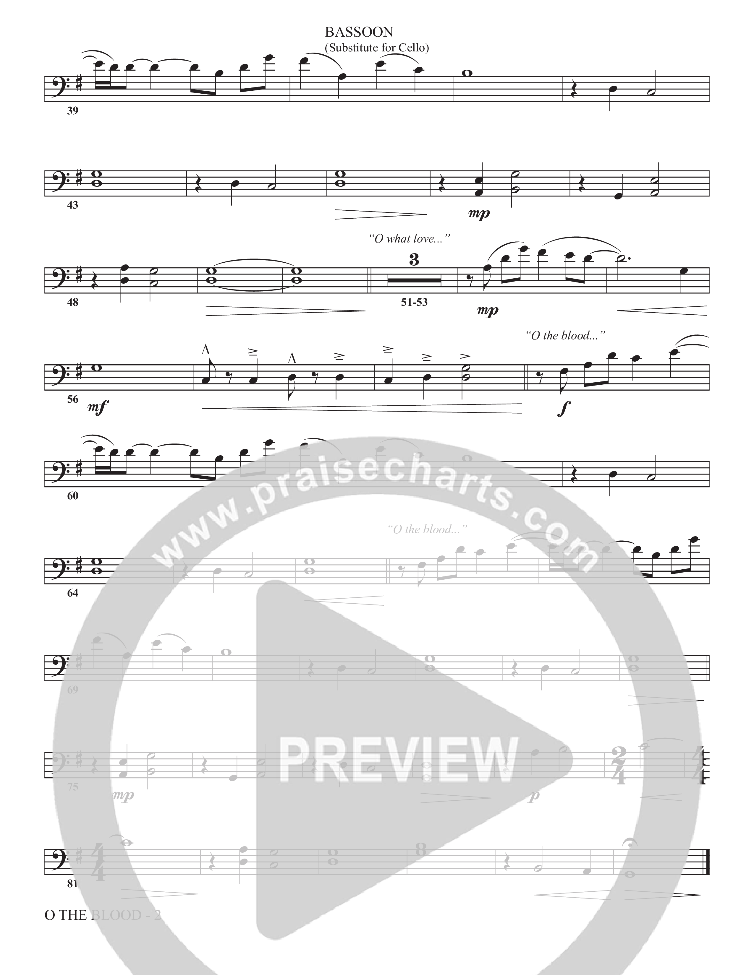 O The Blood (Choral Anthem SATB) Bassoon (The Brooklyn Tabernacle Choir / Arr. Carol Cymbala / Orch. J. Daniel Smith)