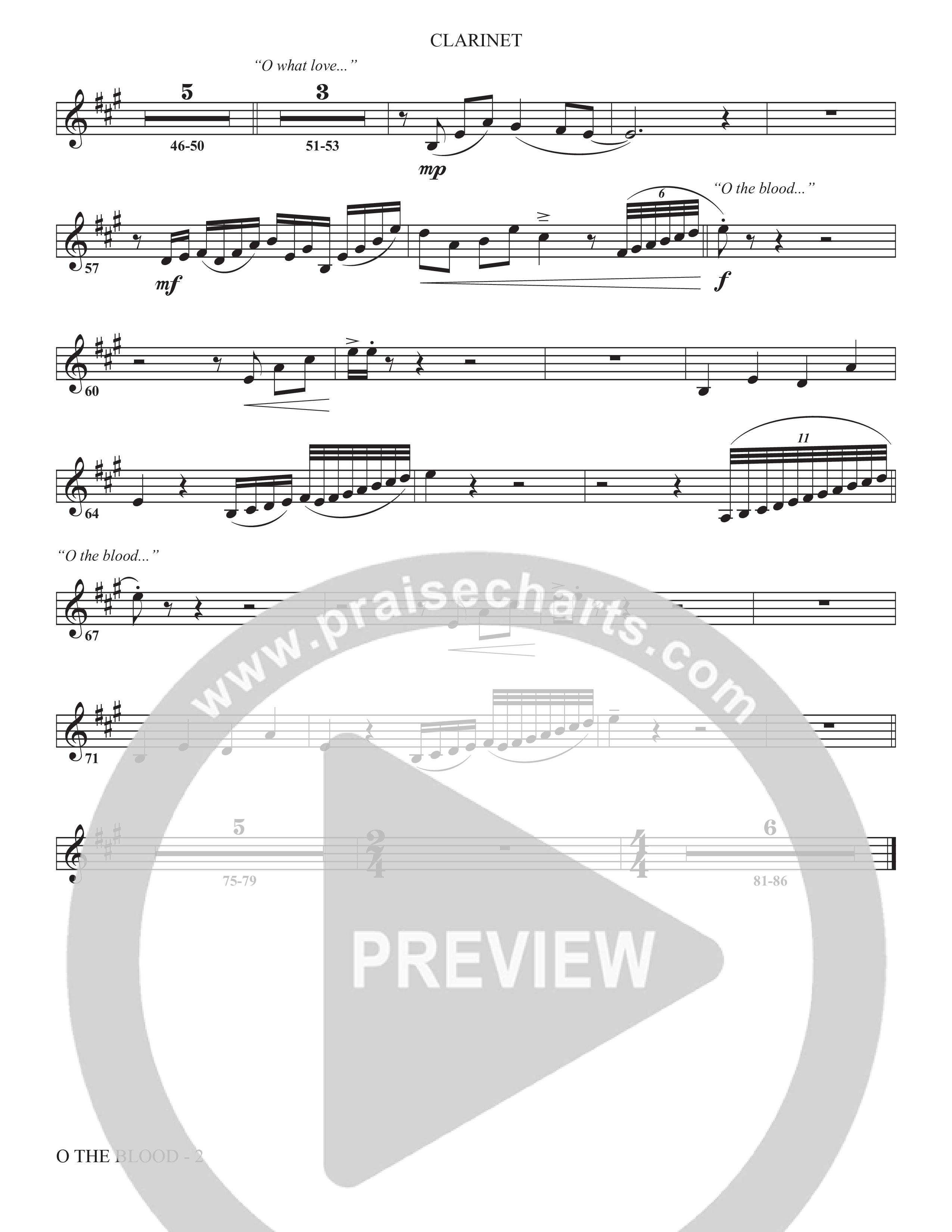 O The Blood (Choral Anthem SATB) Clarinet (The Brooklyn Tabernacle Choir / Arr. Carol Cymbala / Orch. J. Daniel Smith)