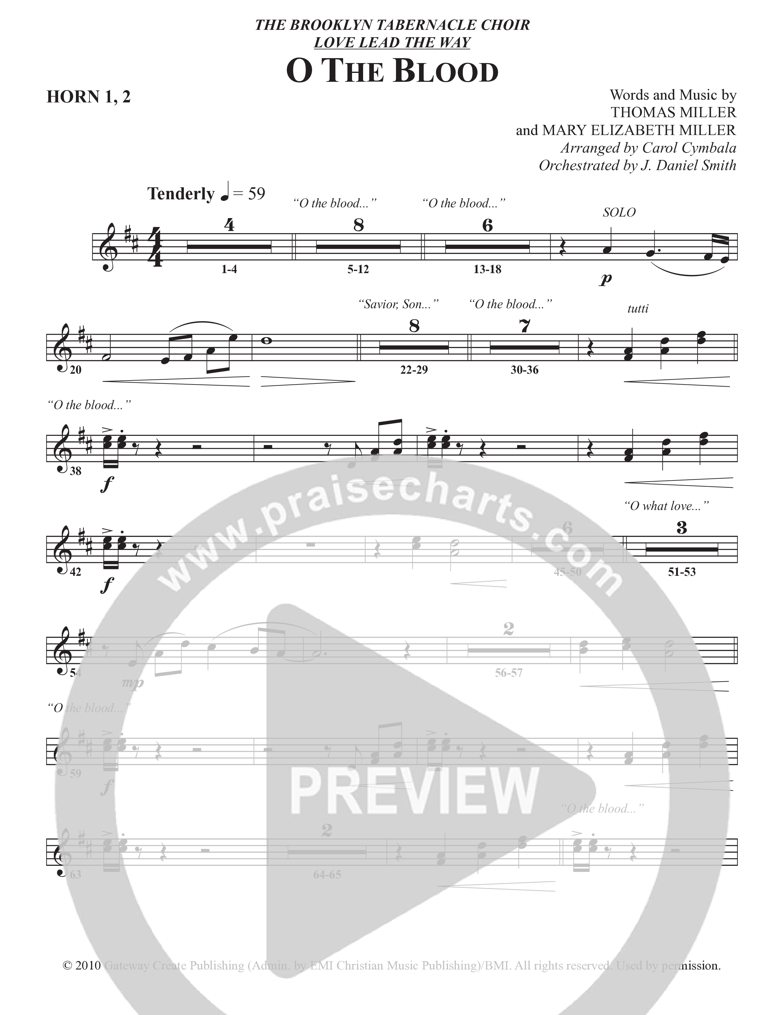 O The Blood (Choral Anthem SATB) French Horn 1/2 (The Brooklyn Tabernacle Choir / Arr. Carol Cymbala / Orch. J. Daniel Smith)