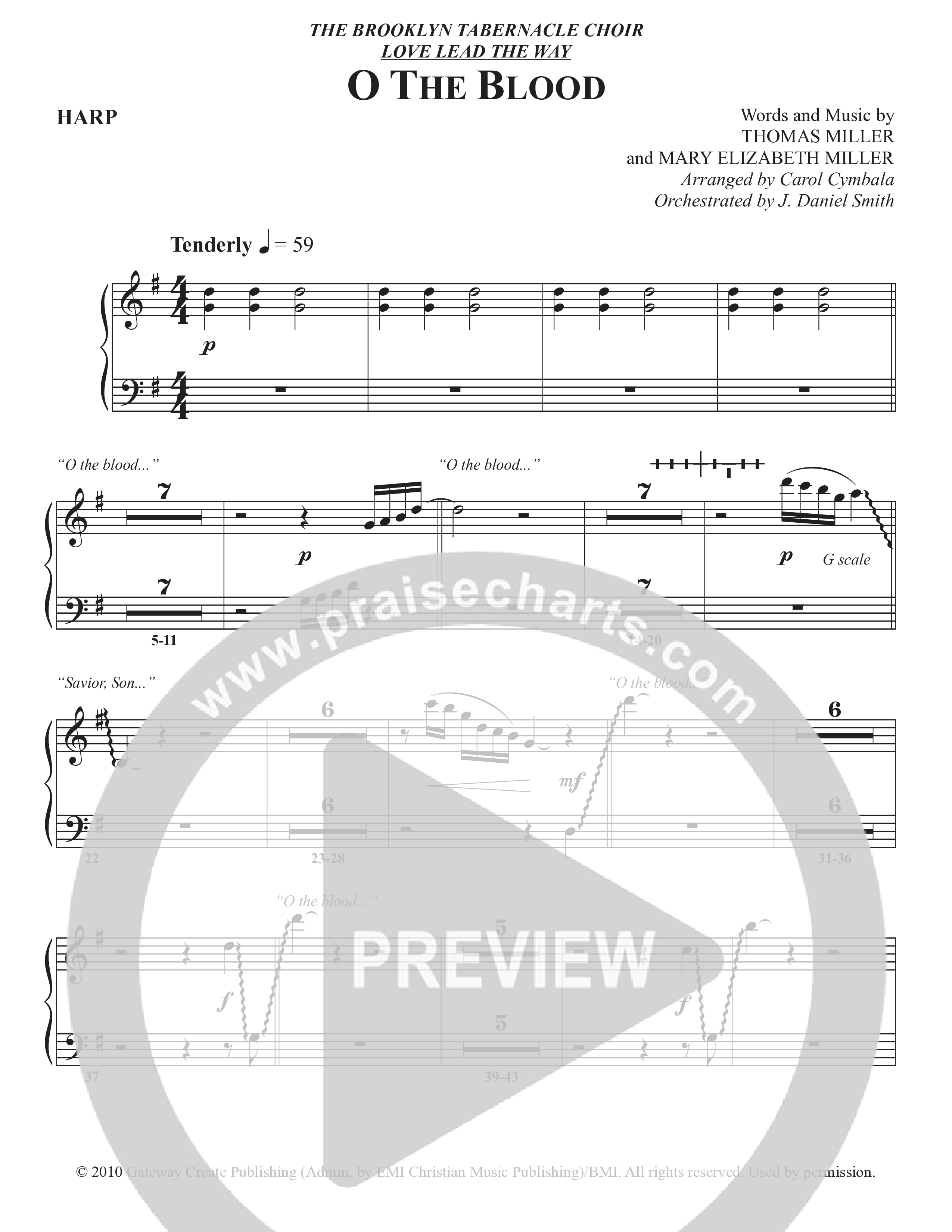 O The Blood (Choral Anthem SATB) Harp (The Brooklyn Tabernacle Choir / Arr. Carol Cymbala / Orch. J. Daniel Smith)