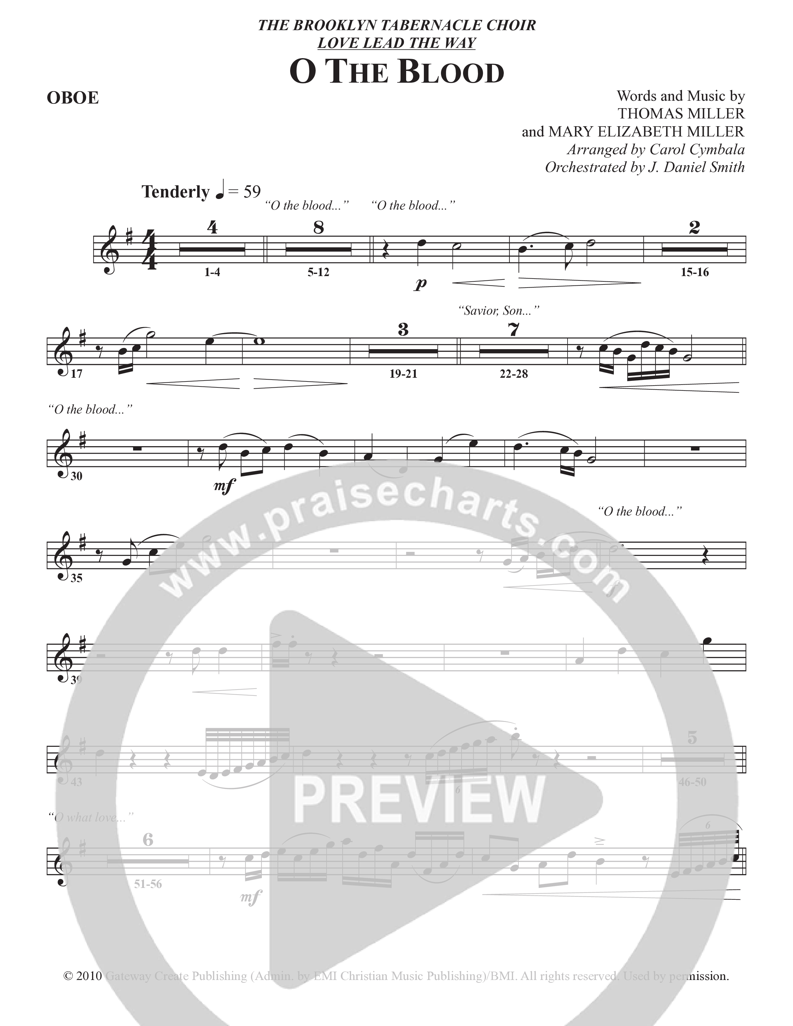 O The Blood (Choral Anthem SATB) Oboe (The Brooklyn Tabernacle Choir / Arr. Carol Cymbala / Orch. J. Daniel Smith)