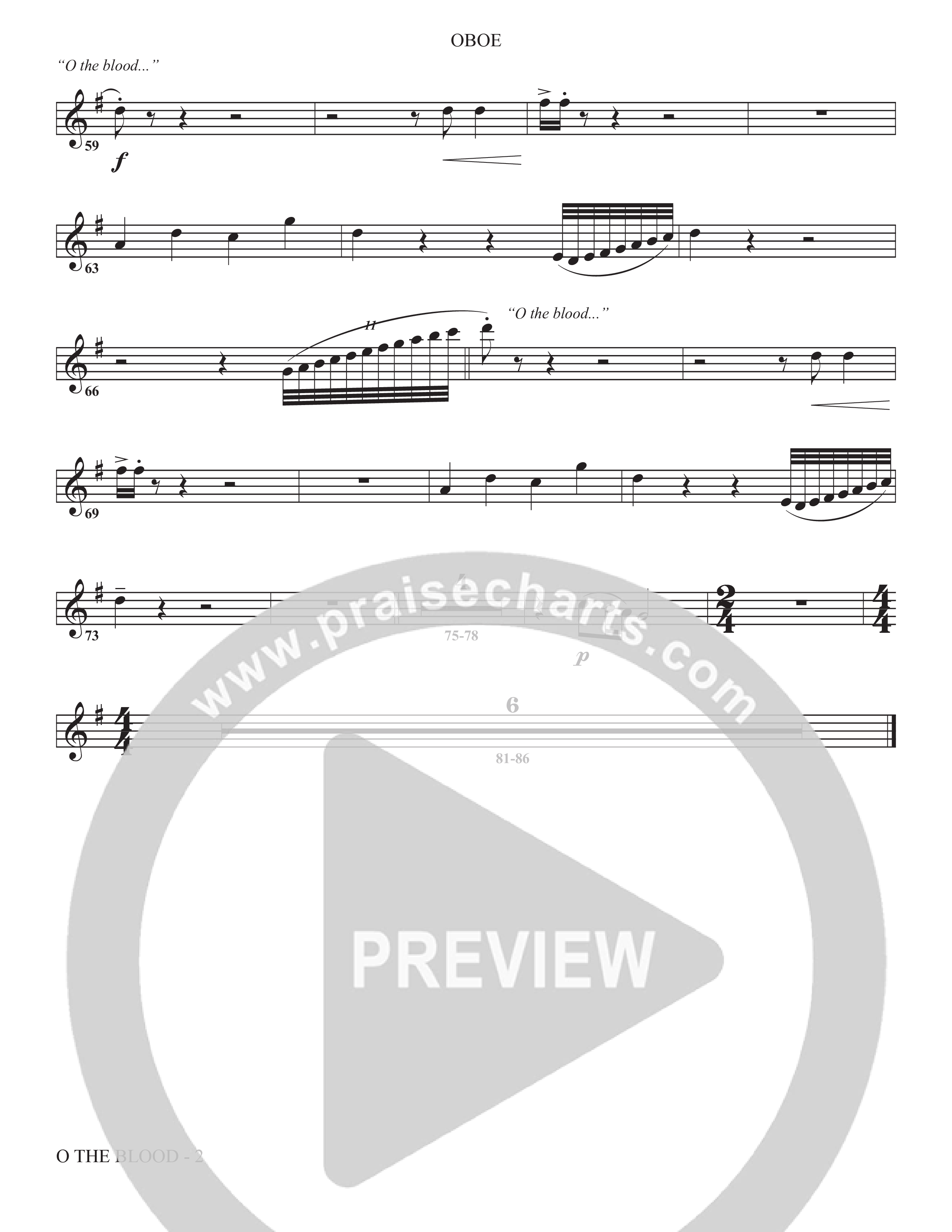 O The Blood (Choral Anthem SATB) Oboe (The Brooklyn Tabernacle Choir / Arr. Carol Cymbala / Orch. J. Daniel Smith)