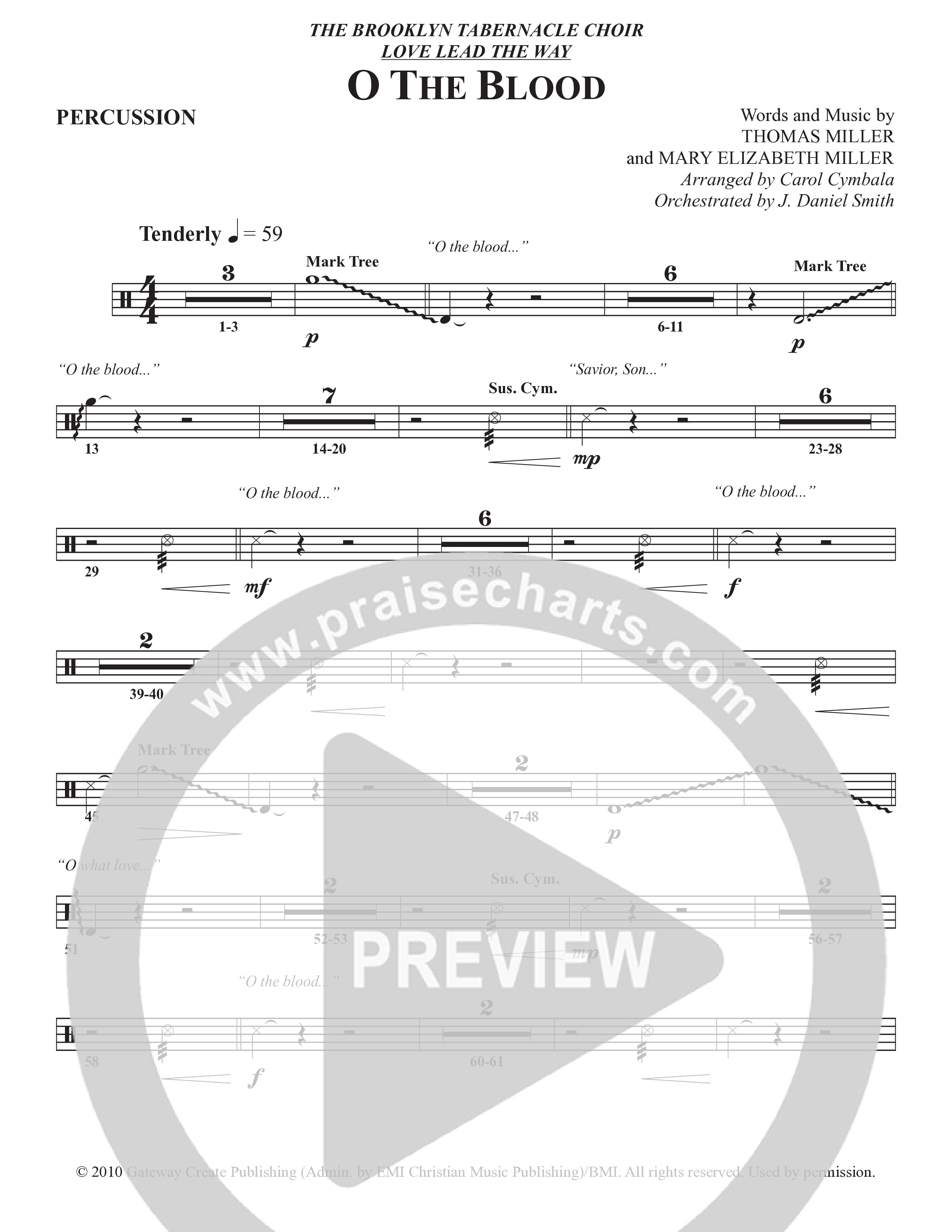 O The Blood (Choral Anthem SATB) Percussion (The Brooklyn Tabernacle Choir / Arr. Carol Cymbala / Orch. J. Daniel Smith)