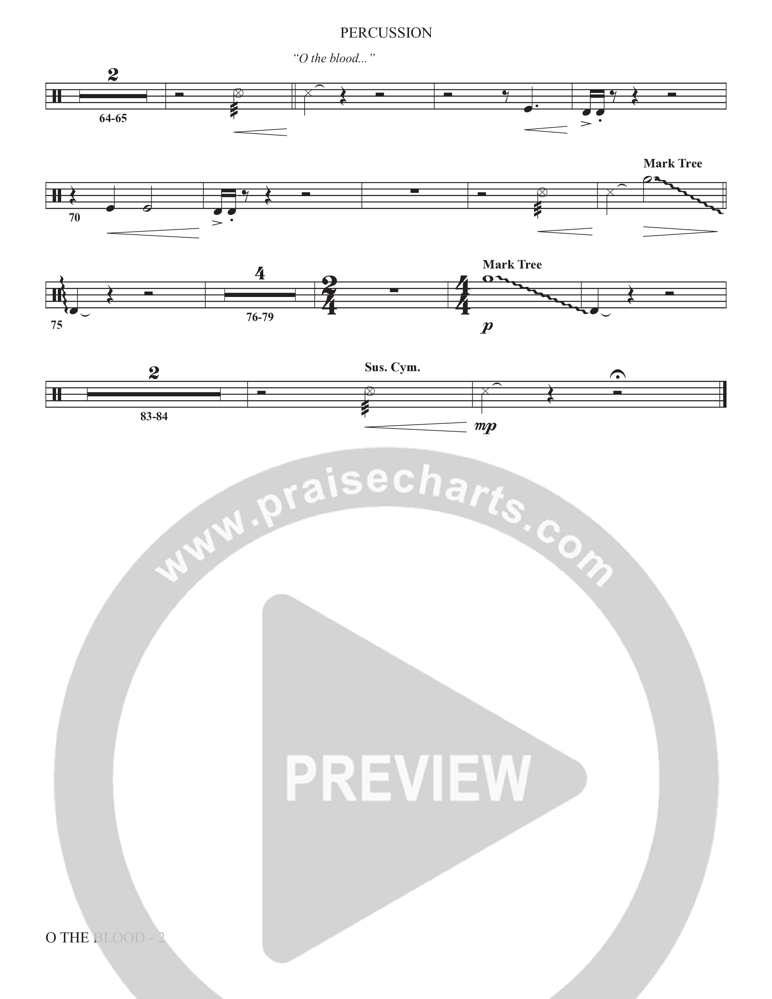 O The Blood (Choral Anthem SATB) Percussion (The Brooklyn Tabernacle Choir / Arr. Carol Cymbala / Orch. J. Daniel Smith)
