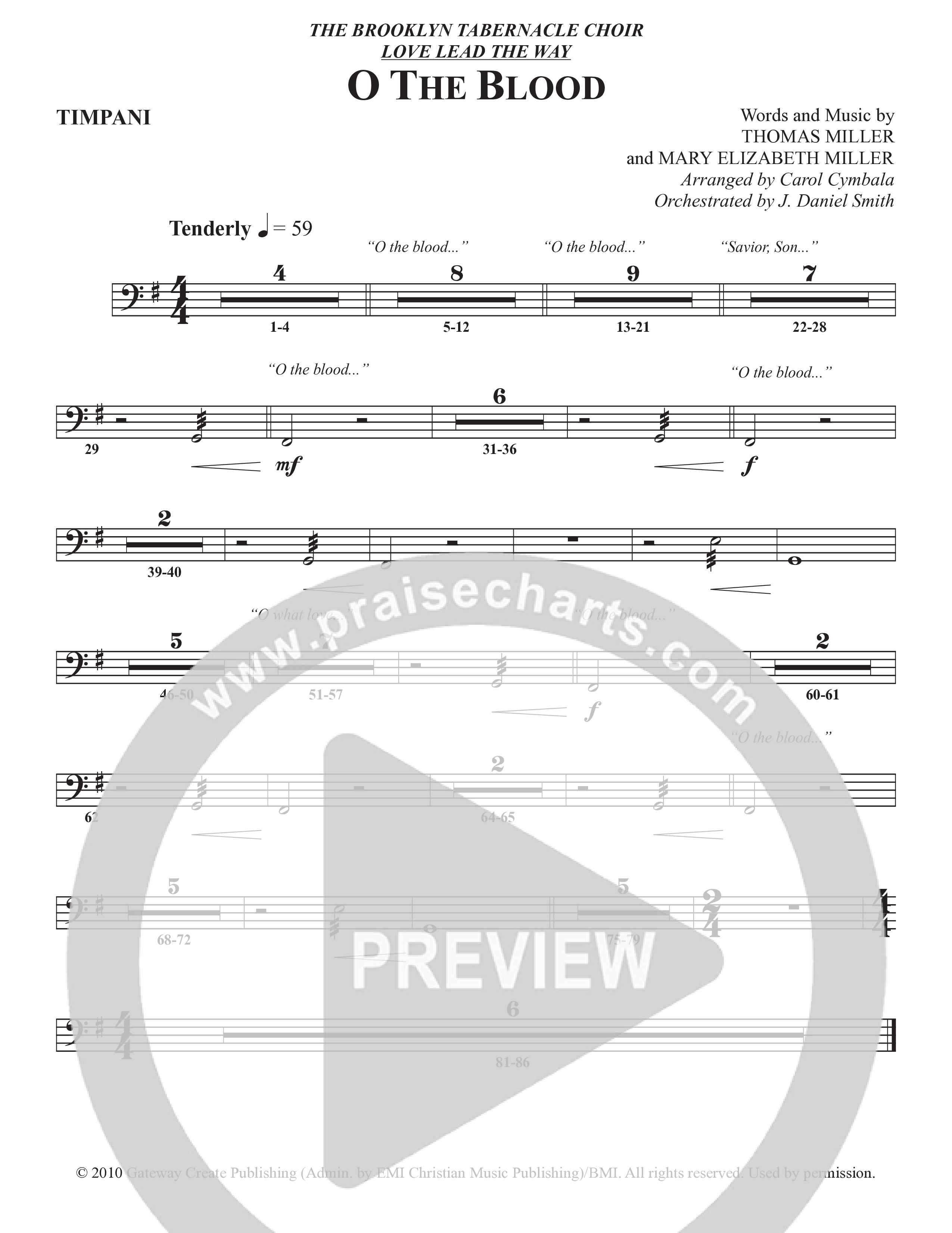 O The Blood (Choral Anthem SATB) Timpani (The Brooklyn Tabernacle Choir / Arr. Carol Cymbala / Orch. J. Daniel Smith)