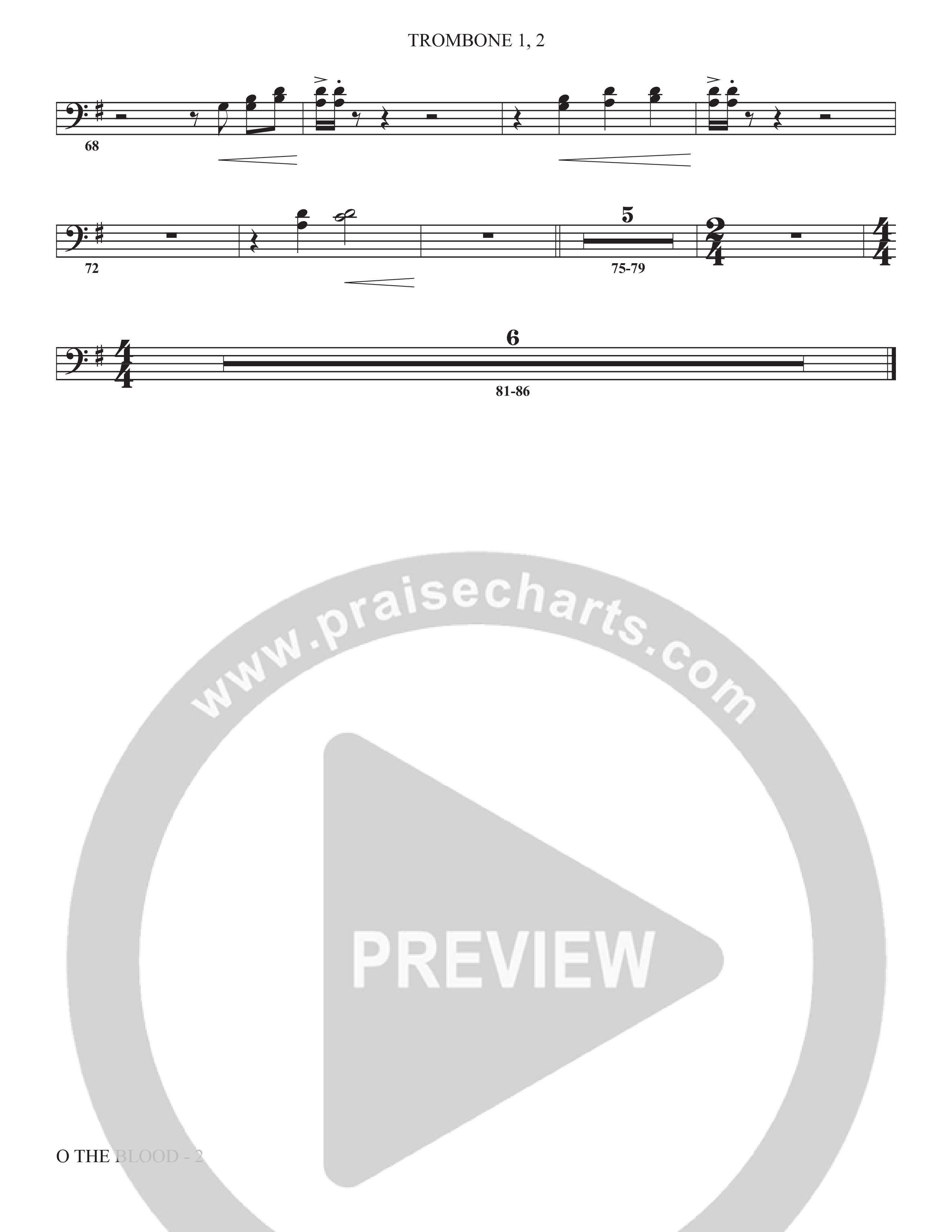 O The Blood (Choral Anthem SATB) Trombone 1/2 (The Brooklyn Tabernacle Choir / Arr. Carol Cymbala / Orch. J. Daniel Smith)