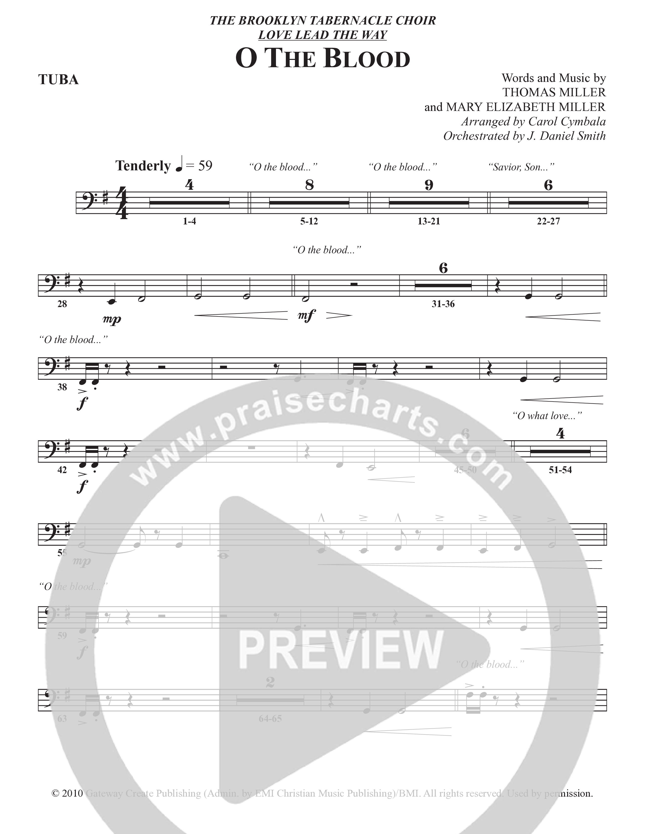 O The Blood (Choral Anthem SATB) Tuba (The Brooklyn Tabernacle Choir / Arr. Carol Cymbala / Orch. J. Daniel Smith)