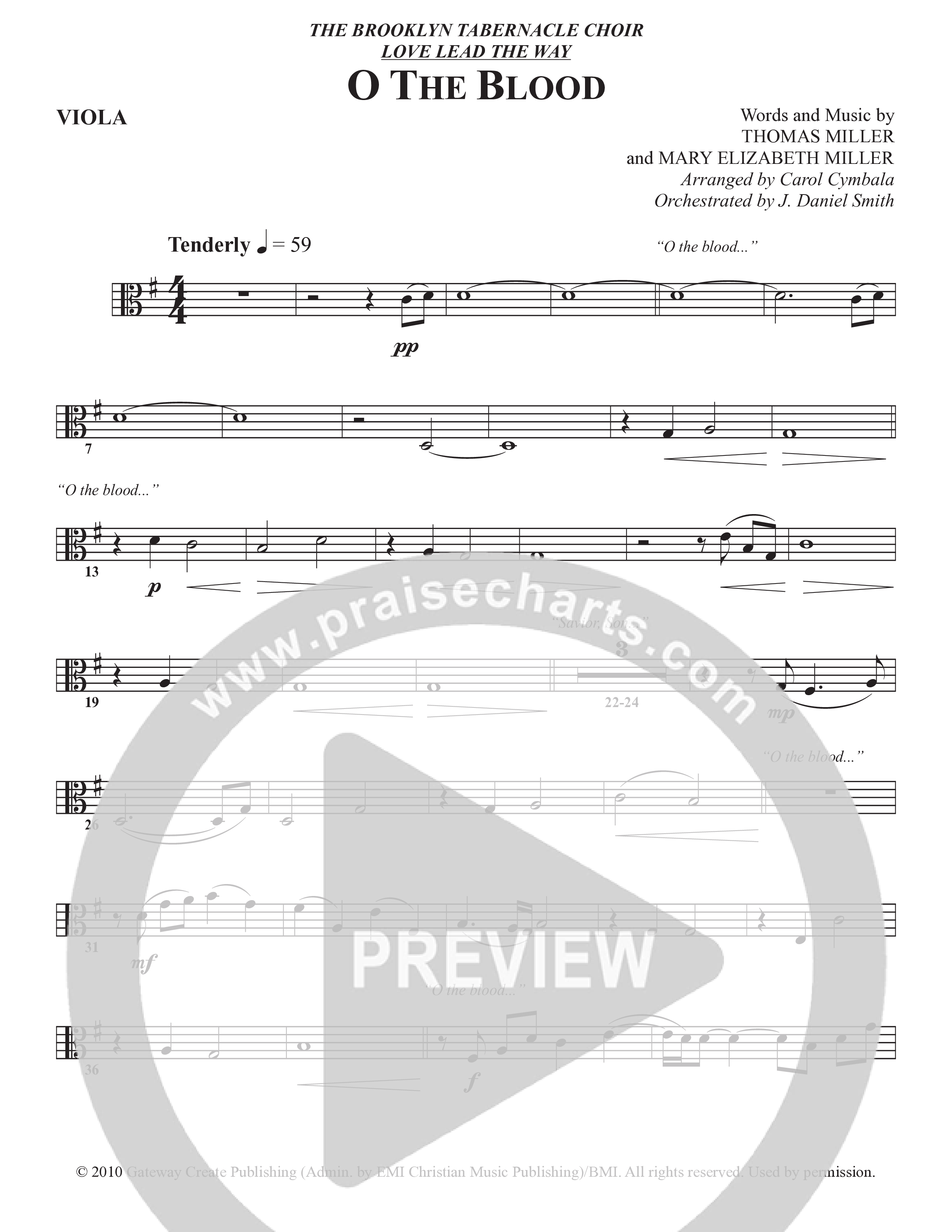 O The Blood (Choral Anthem SATB) Viola (The Brooklyn Tabernacle Choir / Arr. Carol Cymbala / Orch. J. Daniel Smith)