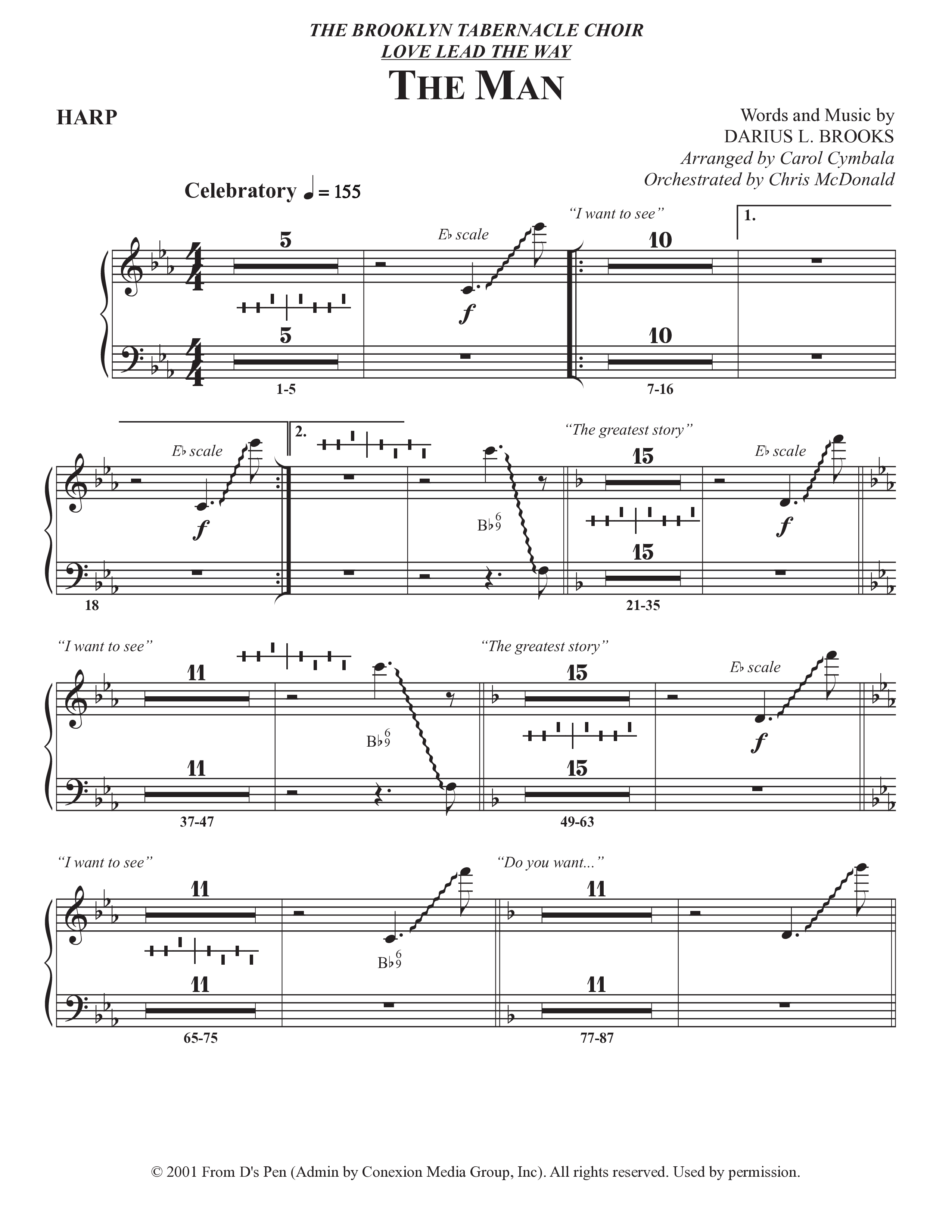 The Man (Choral Anthem SATB) Harp (The Brooklyn Tabernacle Choir / Arr. Carol Cymbala / Orch. Chris McDonald)