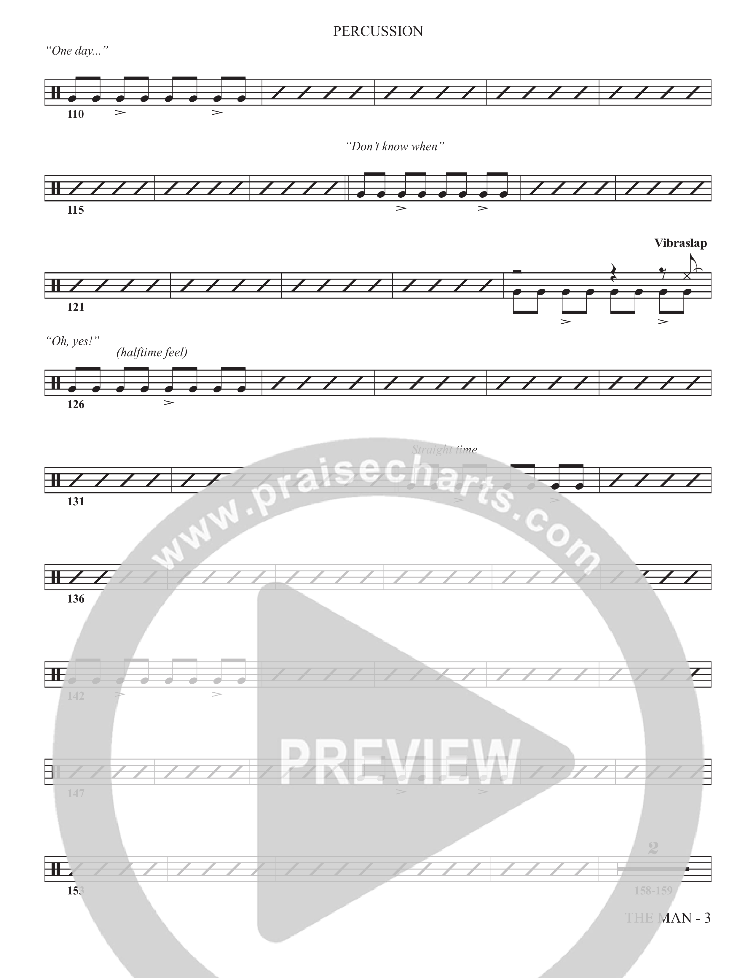The Man (Choral Anthem SATB) Percussion (The Brooklyn Tabernacle Choir / Arr. Carol Cymbala / Orch. Chris McDonald)