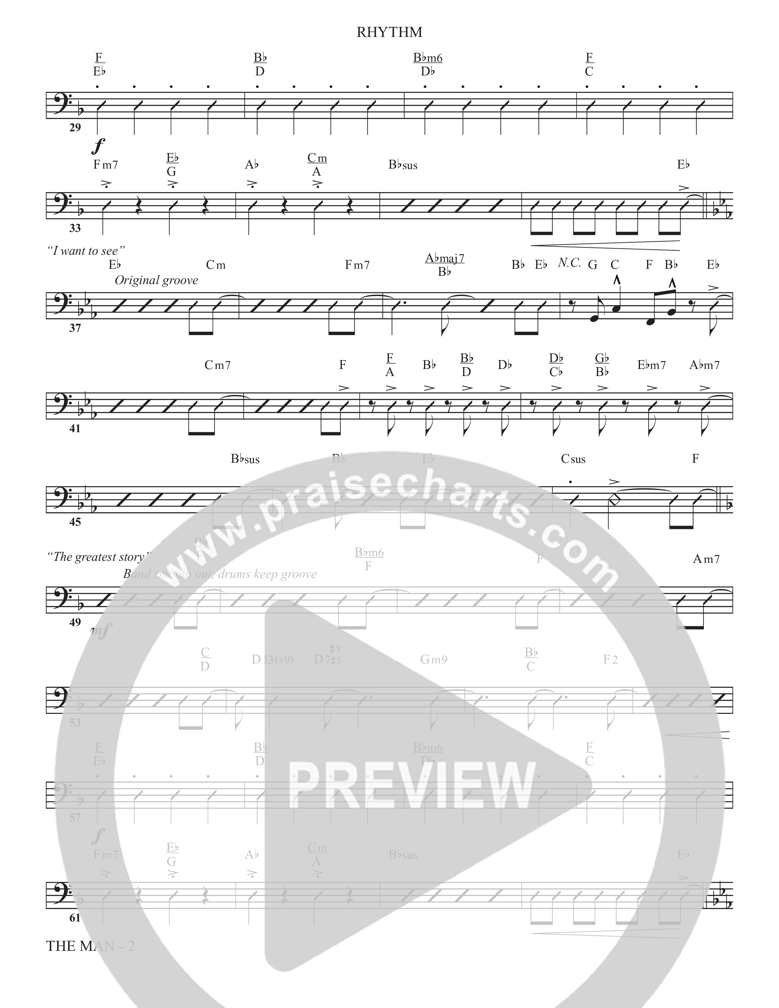 The Man (Choral Anthem SATB) Rhythm Chart (The Brooklyn Tabernacle Choir / Arr. Carol Cymbala / Orch. Chris McDonald)