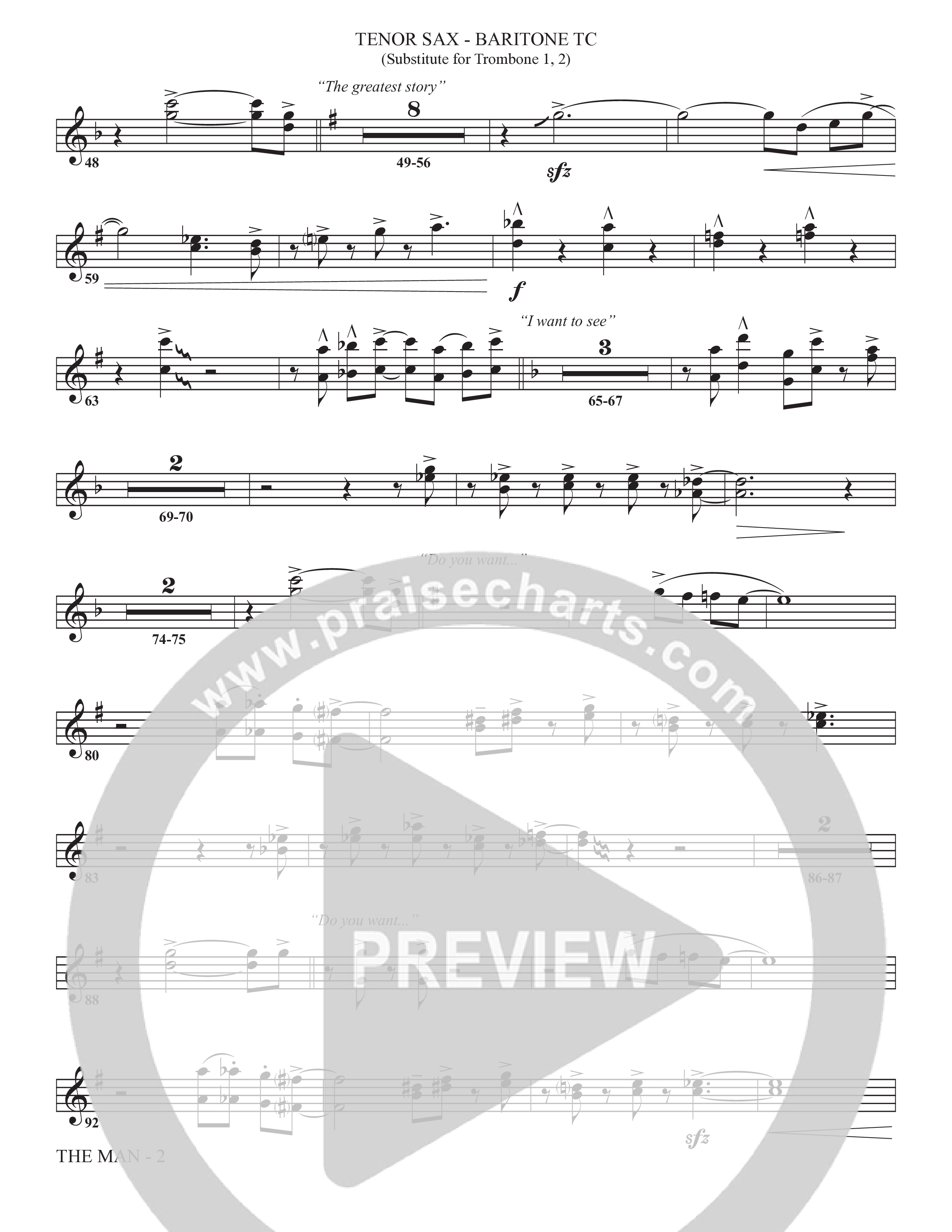 The Man (Choral Anthem SATB) Tenor Sax/Baritone T.C. (The Brooklyn Tabernacle Choir / Arr. Carol Cymbala / Orch. Chris McDonald)
