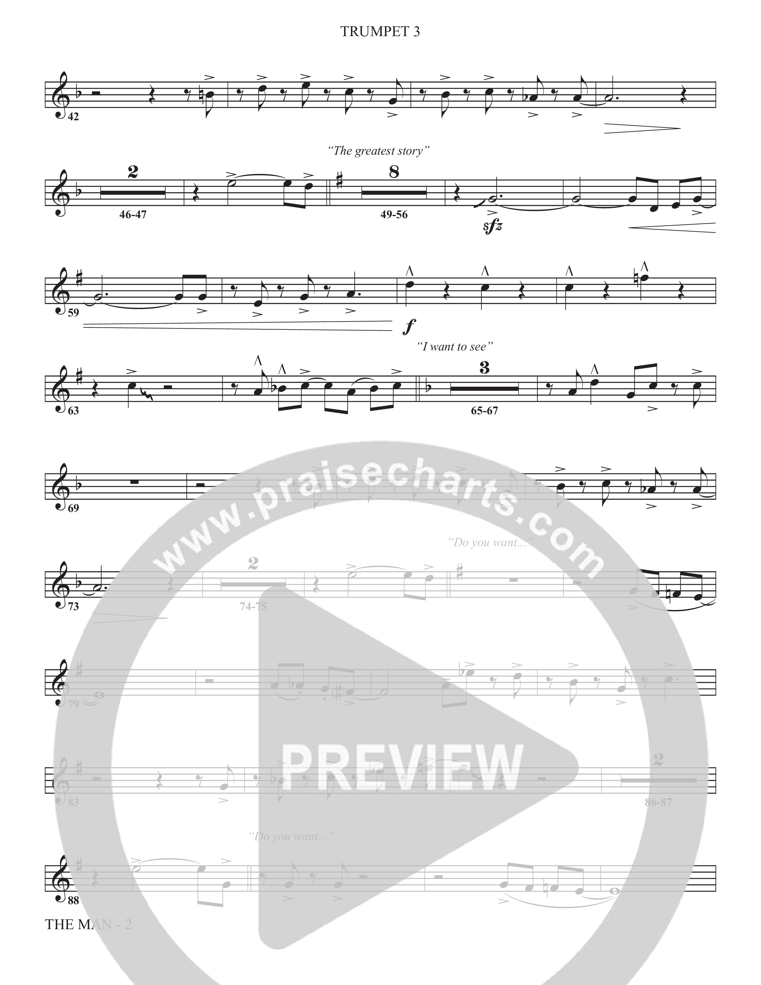 The Man (Choral Anthem SATB) Trumpet 3 (The Brooklyn Tabernacle Choir / Arr. Carol Cymbala / Orch. Chris McDonald)