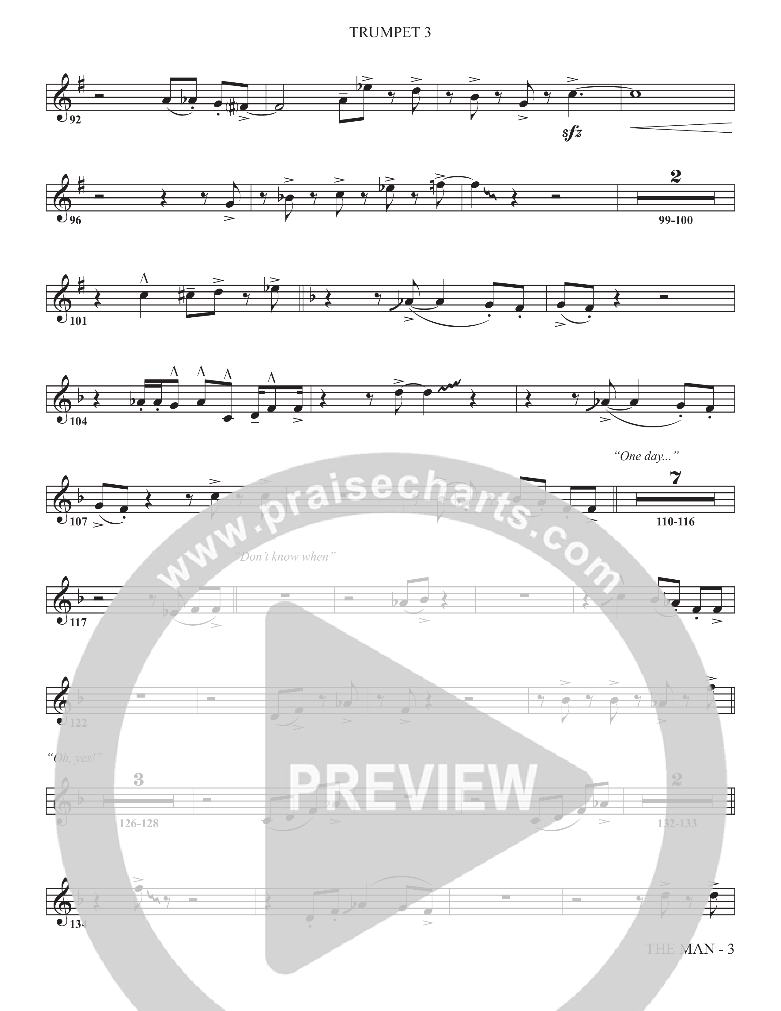 The Man (Choral Anthem SATB) Trumpet 3 (The Brooklyn Tabernacle Choir / Arr. Carol Cymbala / Orch. Chris McDonald)