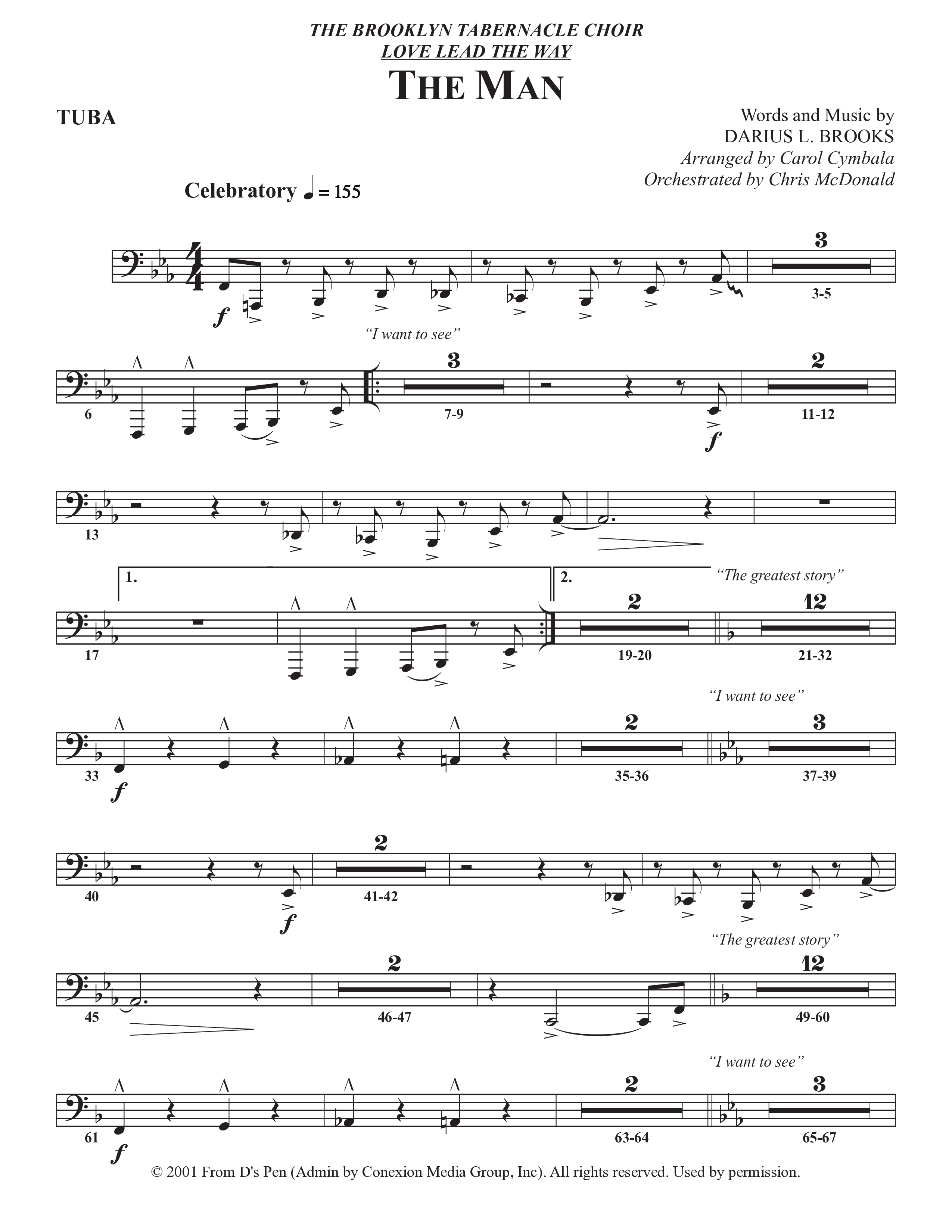 The Man (Choral Anthem SATB) Tuba (The Brooklyn Tabernacle Choir / Arr. Carol Cymbala / Orch. Chris McDonald)