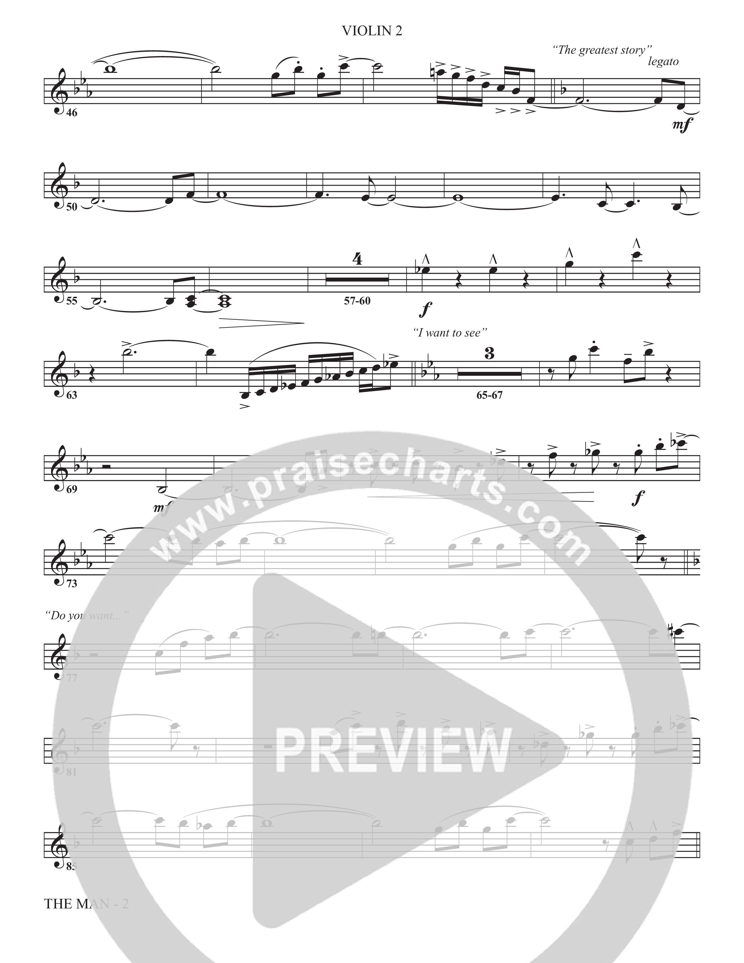 The Man (Choral Anthem SATB) Violin 2 (The Brooklyn Tabernacle Choir / Arr. Carol Cymbala / Orch. Chris McDonald)