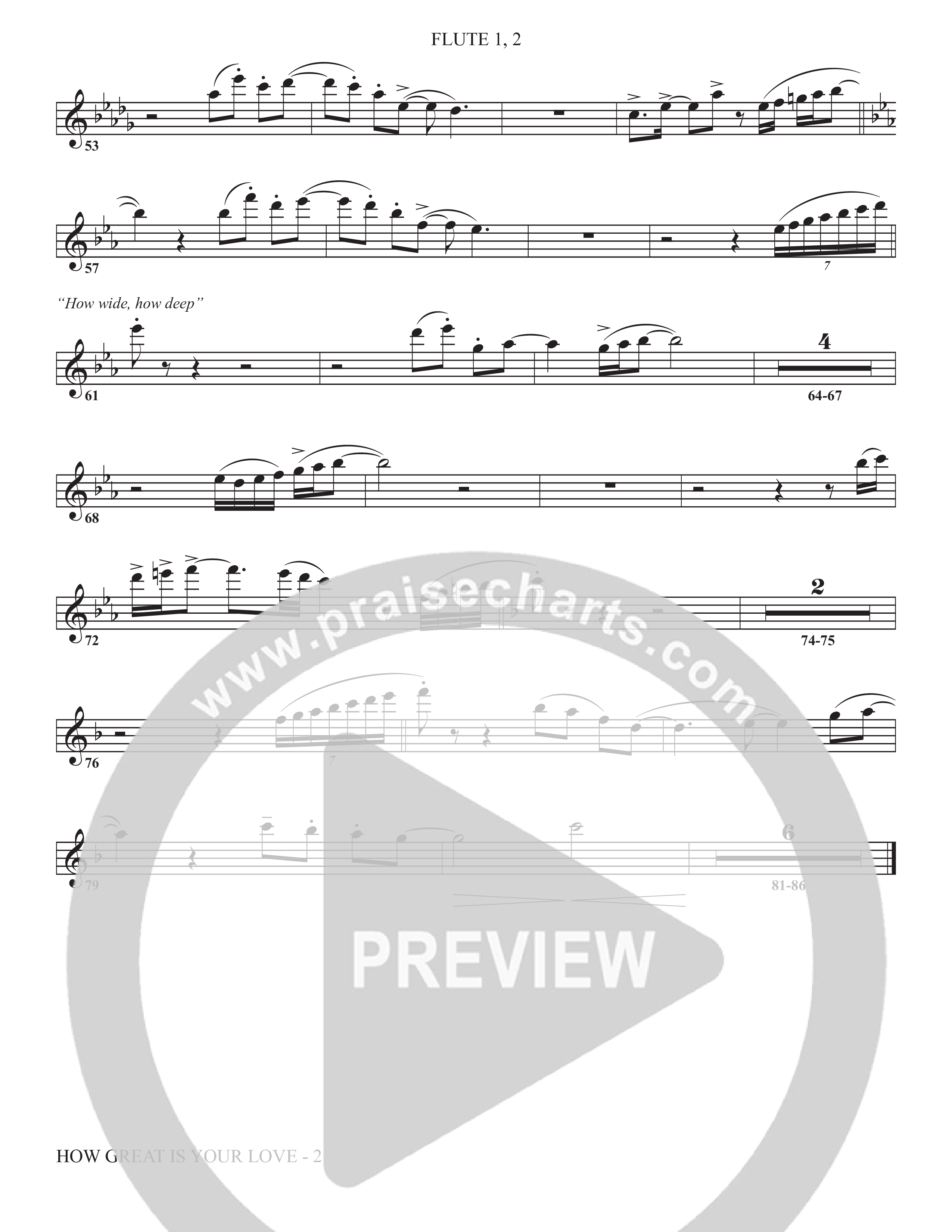 How Great Is Your Love (Choral Anthem SATB) Flute 1/2 (The Brooklyn Tabernacle Choir / Arr. Carol Cymbala / Orch. Jason Michael Webb)