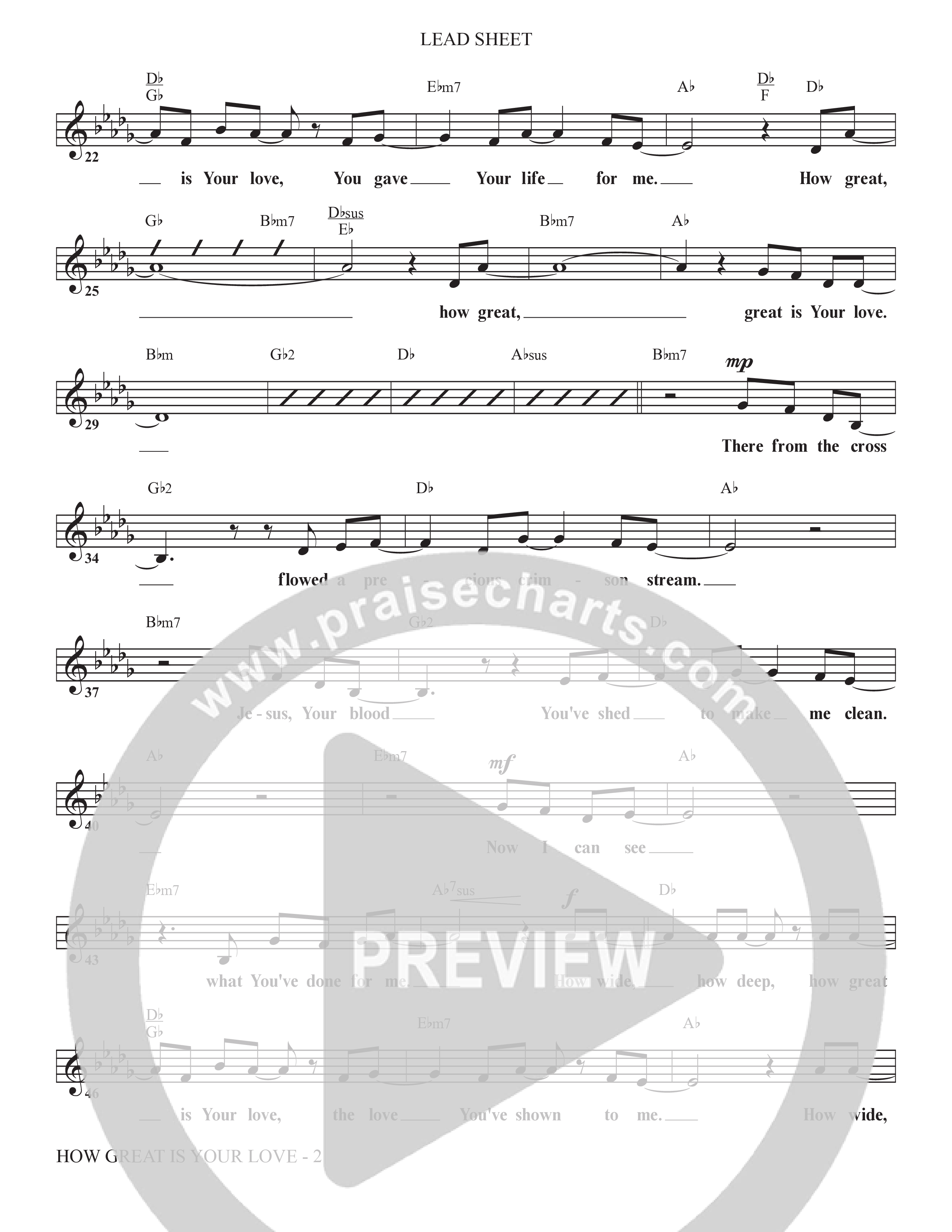 How Great Is Your Love (Choral Anthem SATB) Lead Sheet (Melody) (The Brooklyn Tabernacle Choir / Arr. Carol Cymbala / Orch. Jason Michael Webb)