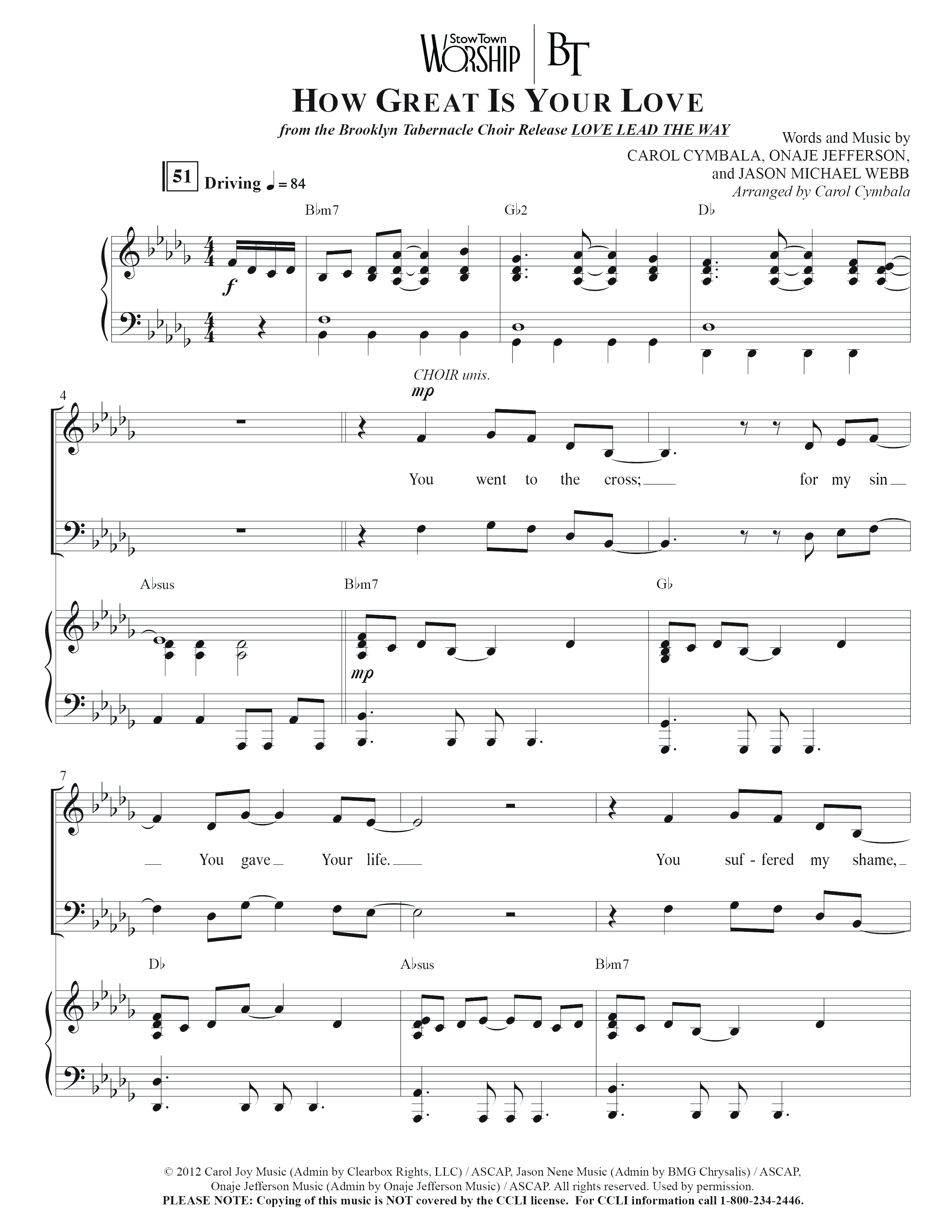 How Great Is Your Love (Choral Anthem SATB) Anthem (SATB/Piano) (The Brooklyn Tabernacle Choir / Arr. Carol Cymbala / Orch. Jason Michael Webb)