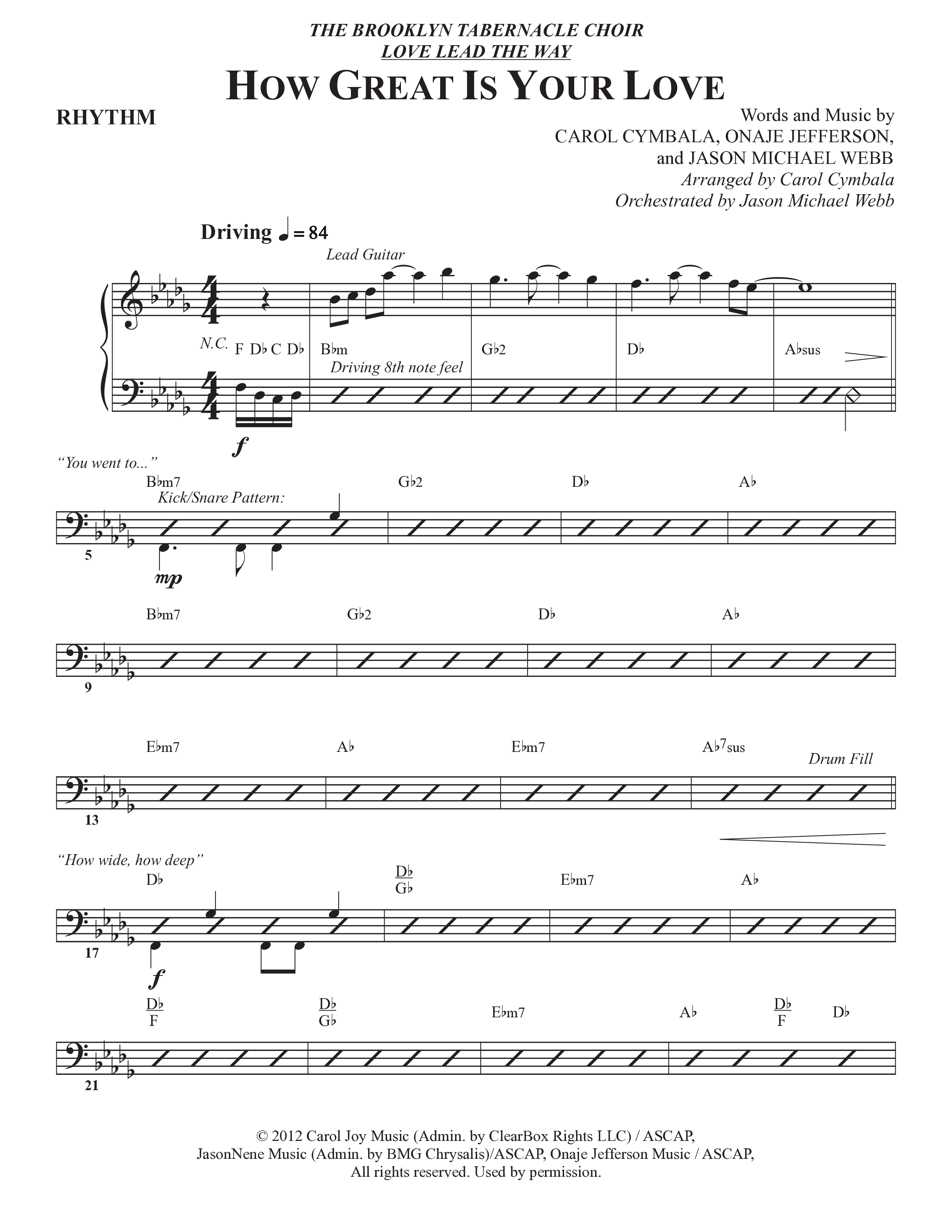 How Great Is Your Love (Choral Anthem SATB) Rhythm Chart (The Brooklyn Tabernacle Choir / Arr. Carol Cymbala / Orch. Jason Michael Webb)