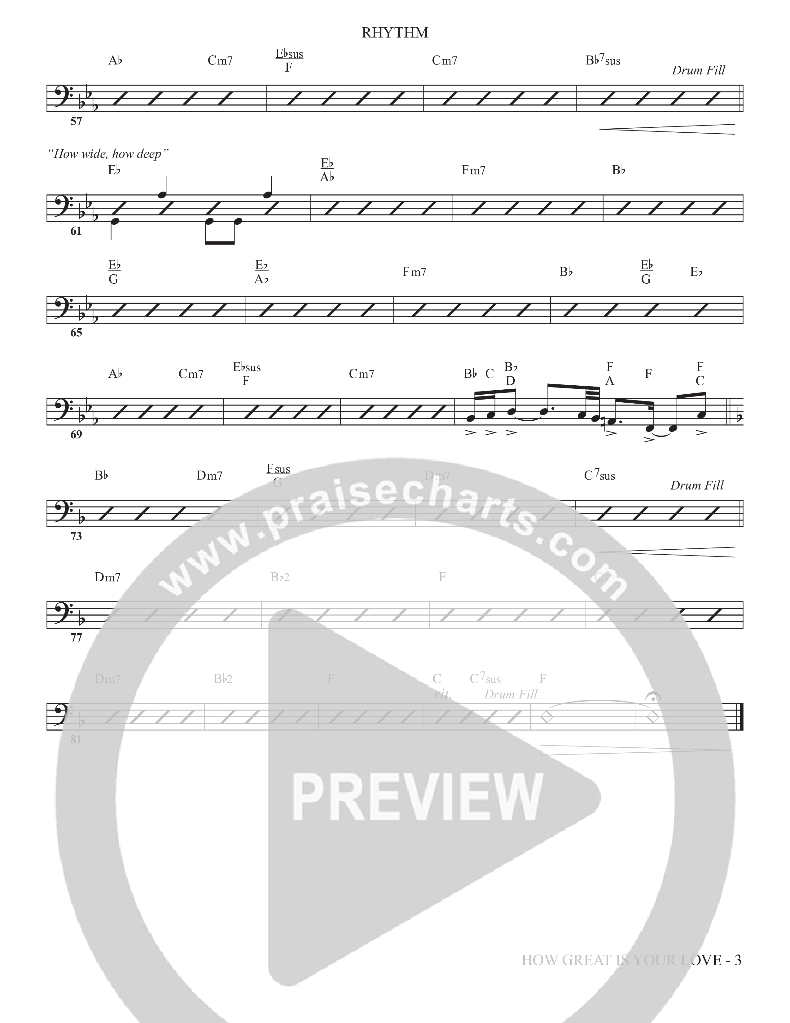 How Great Is Your Love (Choral Anthem SATB) Rhythm Chart (The Brooklyn Tabernacle Choir / Arr. Carol Cymbala / Orch. Jason Michael Webb)