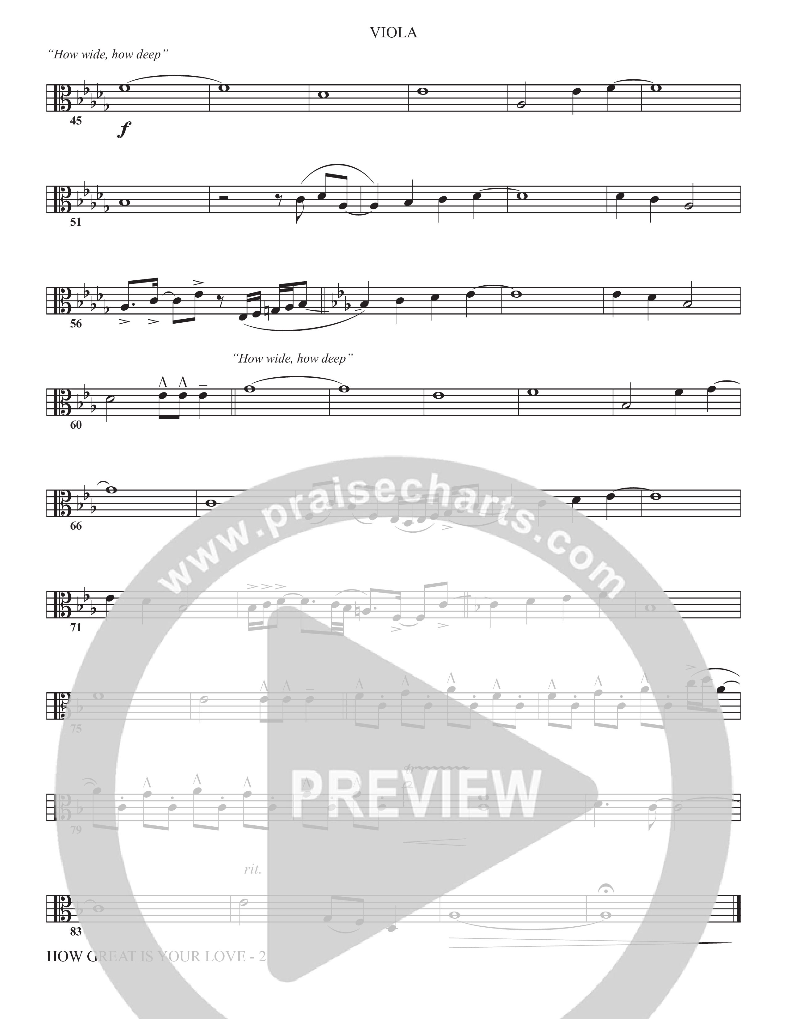 How Great Is Your Love (Choral Anthem SATB) Viola (The Brooklyn Tabernacle Choir / Arr. Carol Cymbala / Orch. Jason Michael Webb)