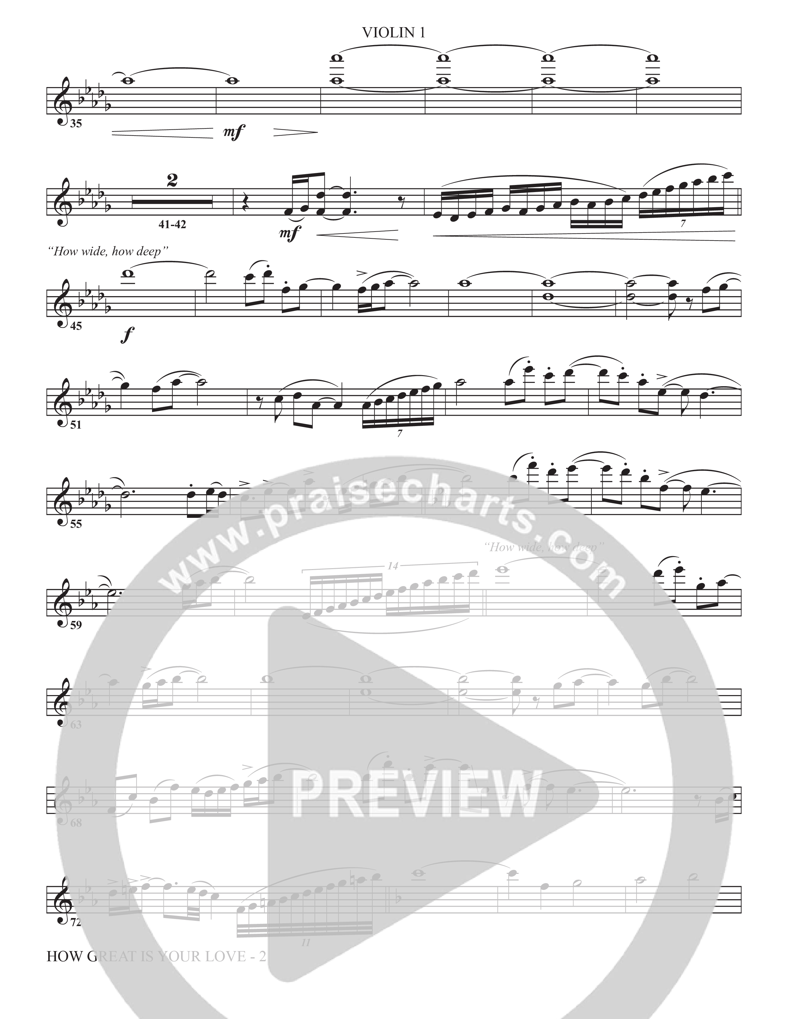 How Great Is Your Love (Choral Anthem SATB) Violin 1 (The Brooklyn Tabernacle Choir / Arr. Carol Cymbala / Orch. Jason Michael Webb)