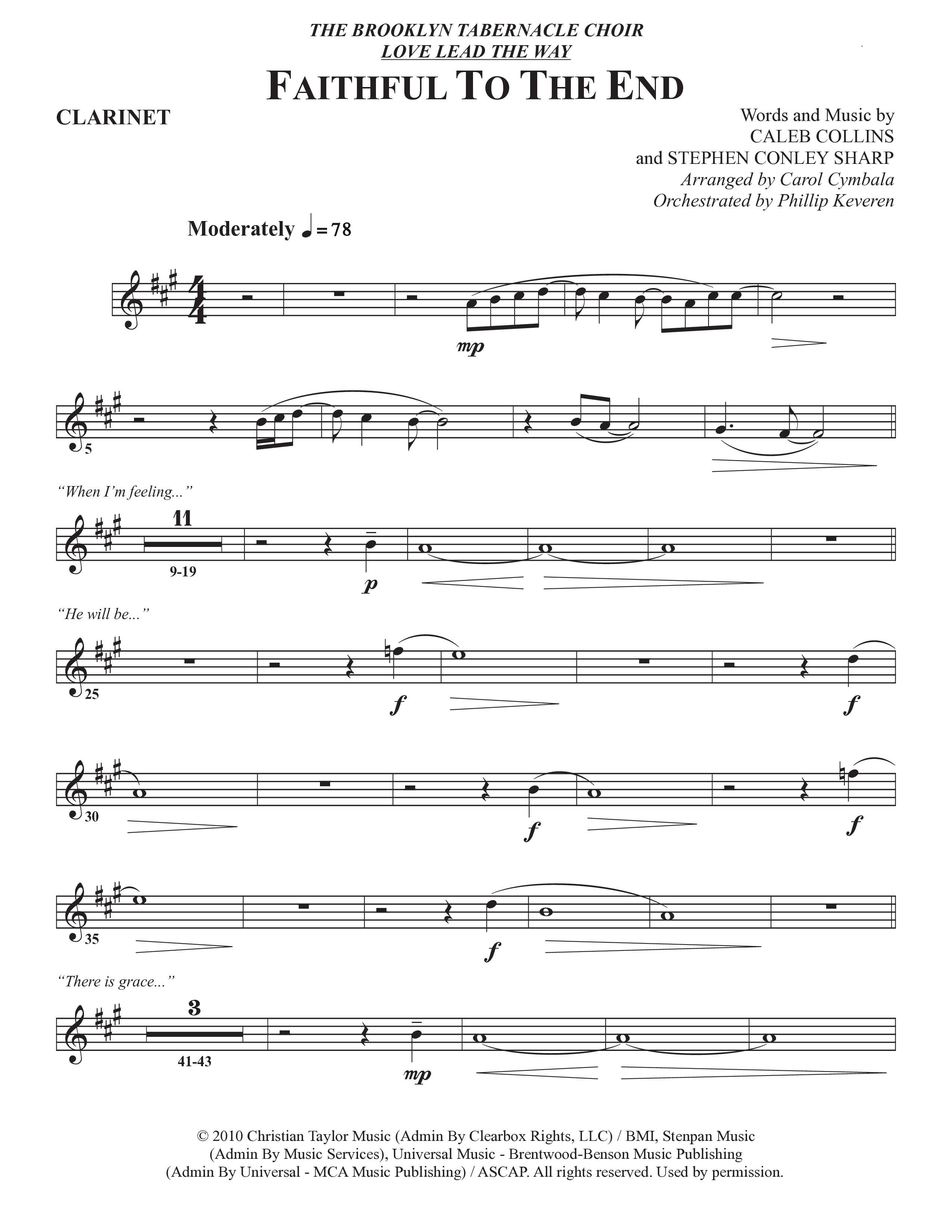 Faithful To The End (Choral Anthem SATB) Clarinet (The Brooklyn Tabernacle Choir / Arr. Carol Cymbala / Orch. Phillip Keveren)