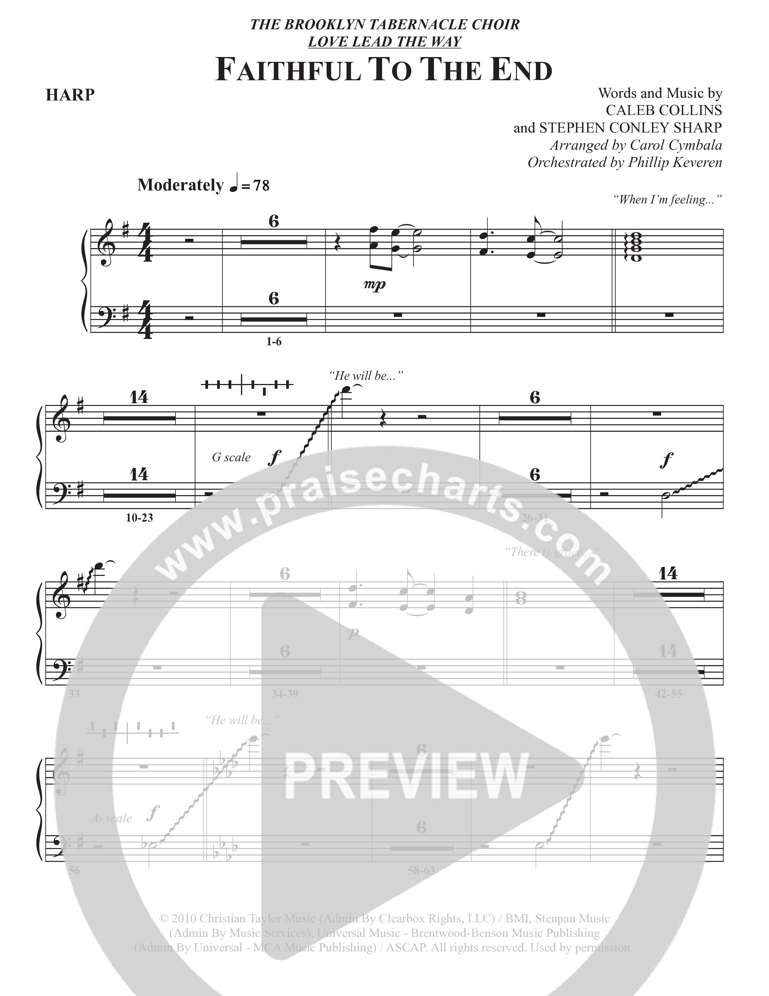 Faithful To The End (Choral Anthem SATB) Harp (The Brooklyn Tabernacle Choir / Arr. Carol Cymbala / Orch. Phillip Keveren)
