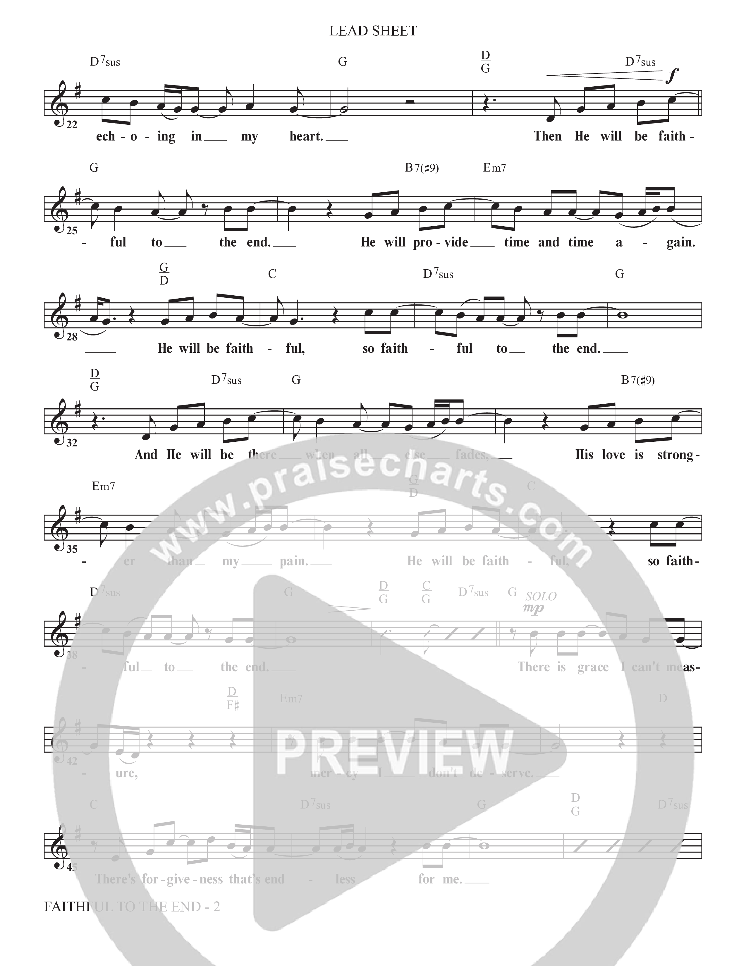 Faithful To The End (Choral Anthem SATB) Lead Sheet (Melody) (The Brooklyn Tabernacle Choir / Arr. Carol Cymbala / Orch. Phillip Keveren)