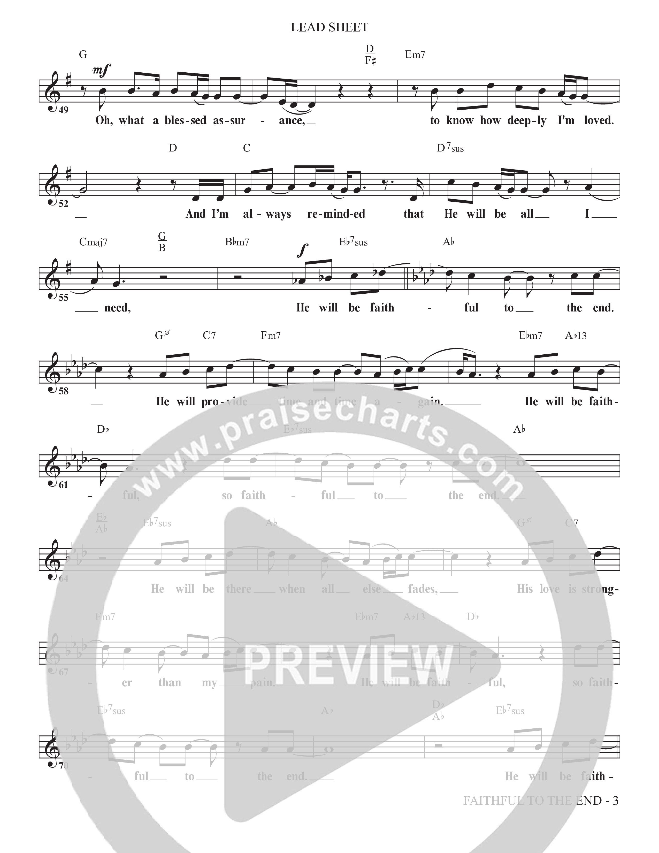 Faithful To The End (Choral Anthem SATB) Lead Sheet (Melody) (The Brooklyn Tabernacle Choir / Arr. Carol Cymbala / Orch. Phillip Keveren)