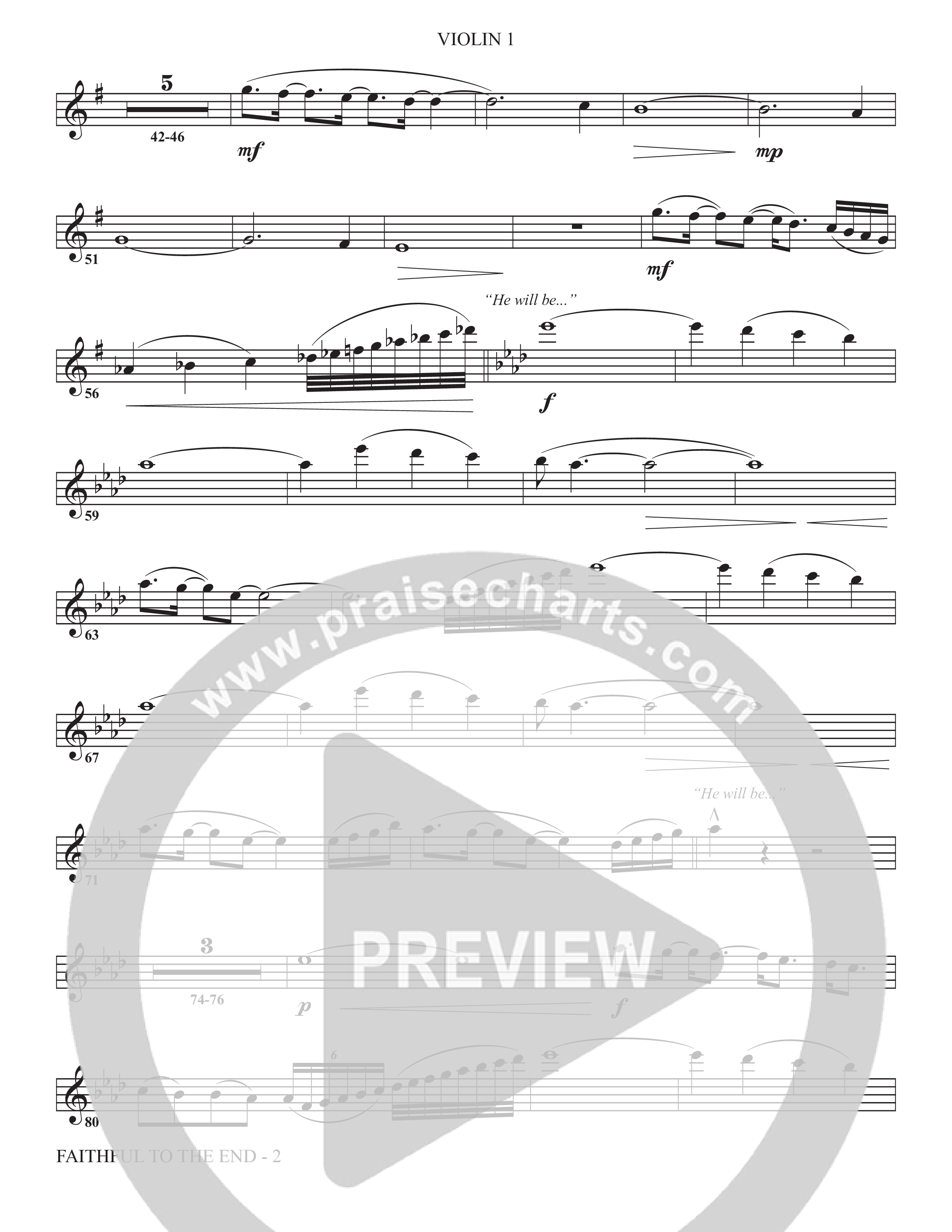 Faithful To The End (Choral Anthem SATB) Violin 1 (The Brooklyn Tabernacle Choir / Arr. Carol Cymbala / Orch. Phillip Keveren)