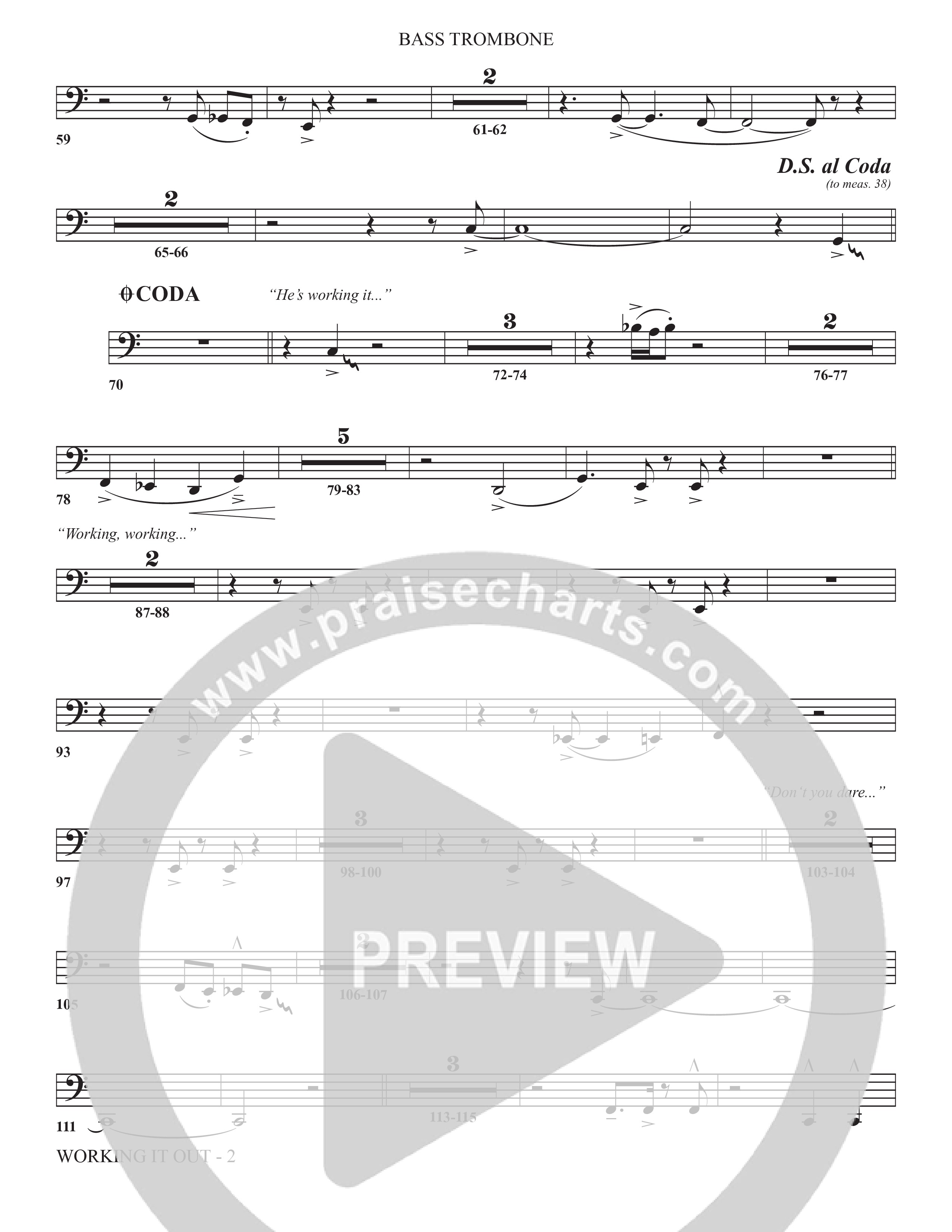 Working It Out (Choral Anthem SATB) Bass Trombone (The Brooklyn Tabernacle Choir / Arr. Carol Cymbala / Arr. Jason Webb / Orch. Chris McDonald)