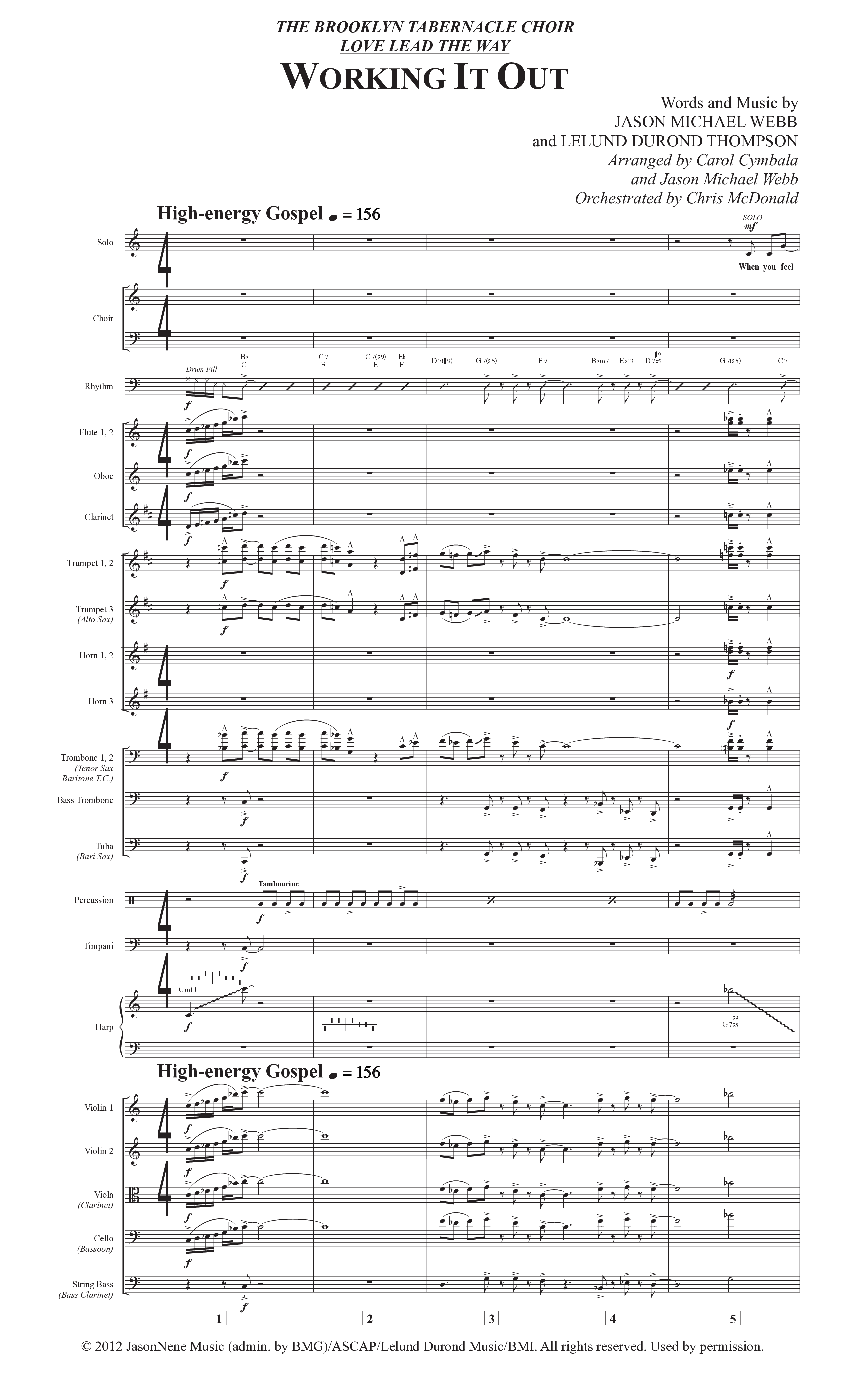Working It Out (Choral Anthem SATB) Orchestration (The Brooklyn Tabernacle Choir / Arr. Carol Cymbala / Arr. Jason Webb / Orch. Chris McDonald)