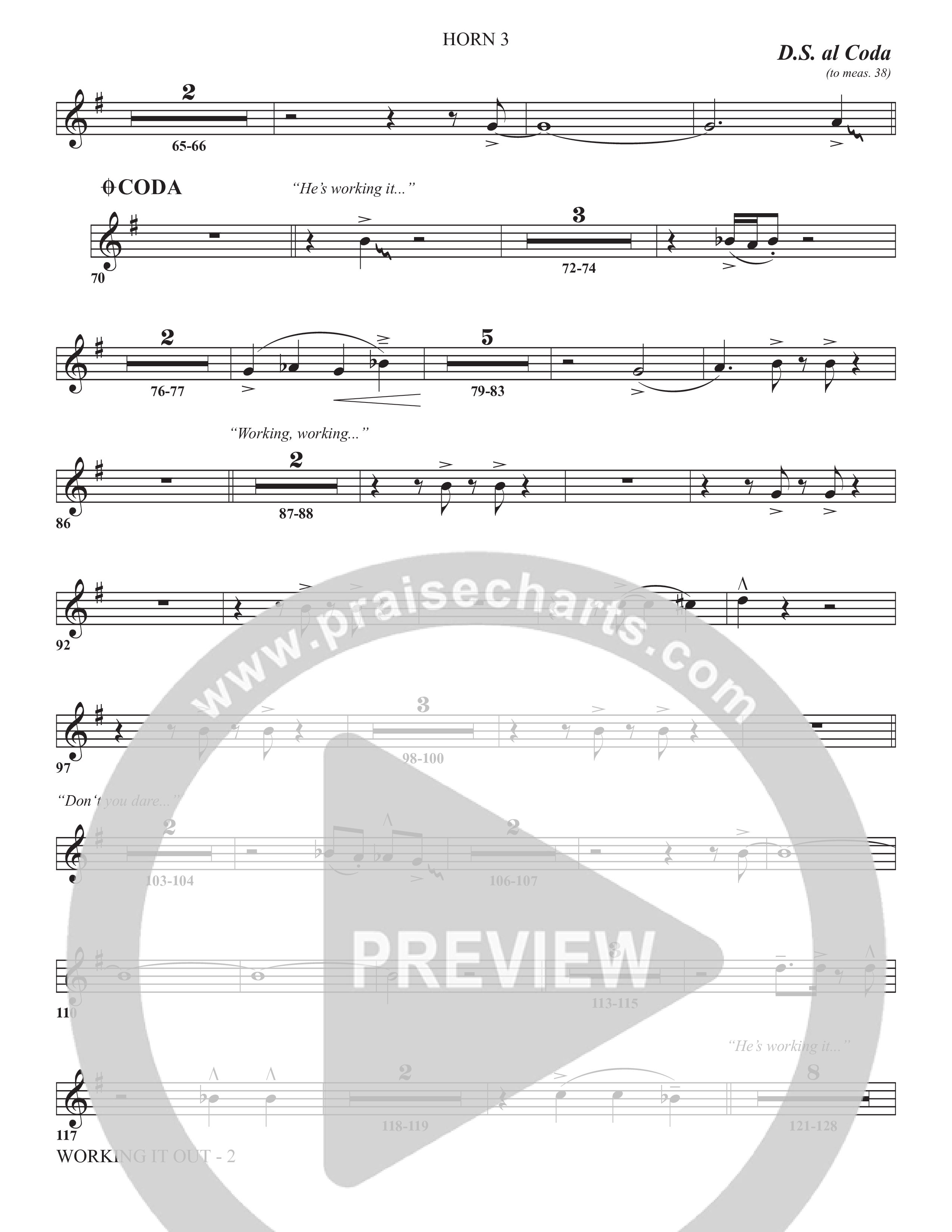 Working It Out (Choral Anthem SATB) French Horn 3 (The Brooklyn Tabernacle Choir / Arr. Carol Cymbala / Arr. Jason Webb / Orch. Chris McDonald)