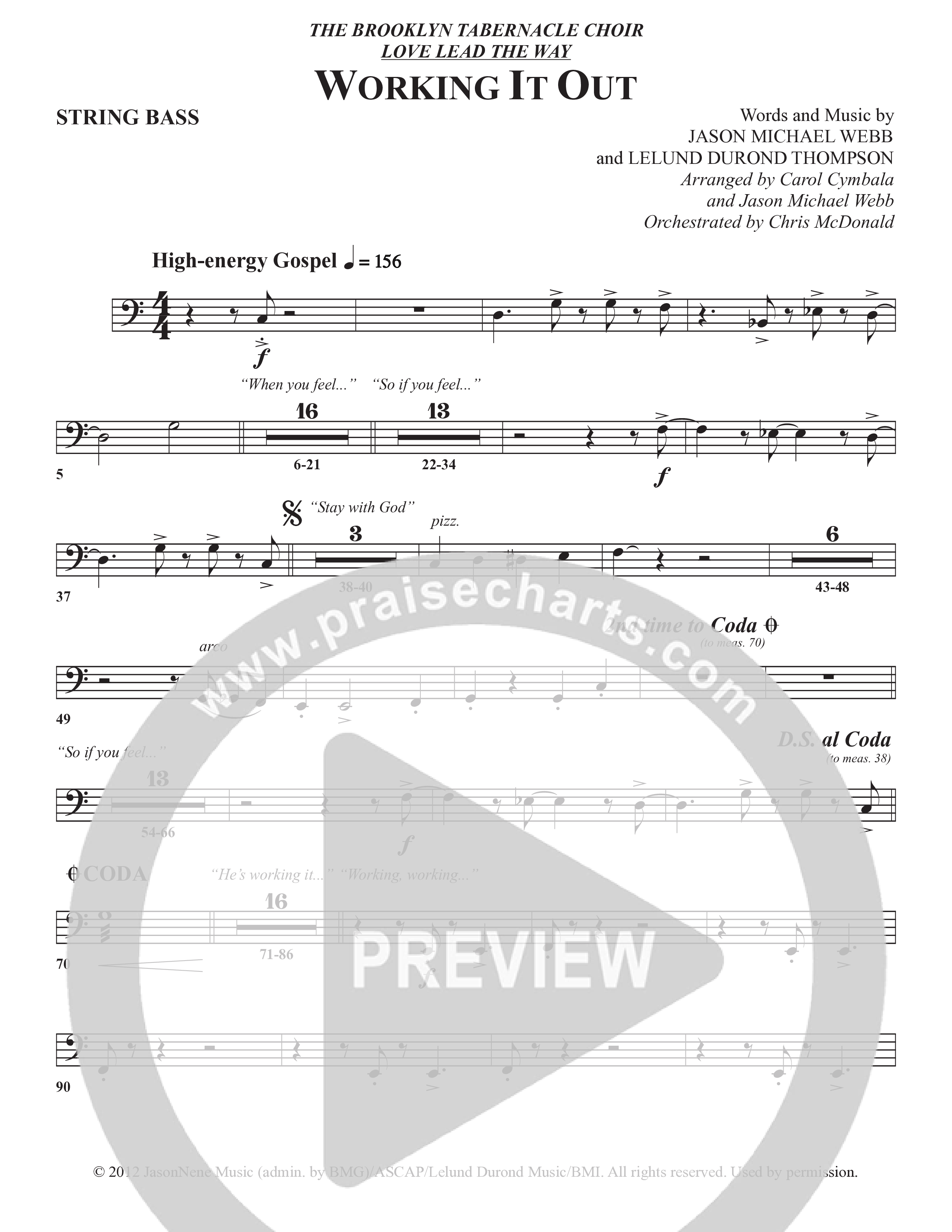Working It Out (Choral Anthem SATB) String Bass (The Brooklyn Tabernacle Choir / Arr. Carol Cymbala / Arr. Jason Webb / Orch. Chris McDonald)