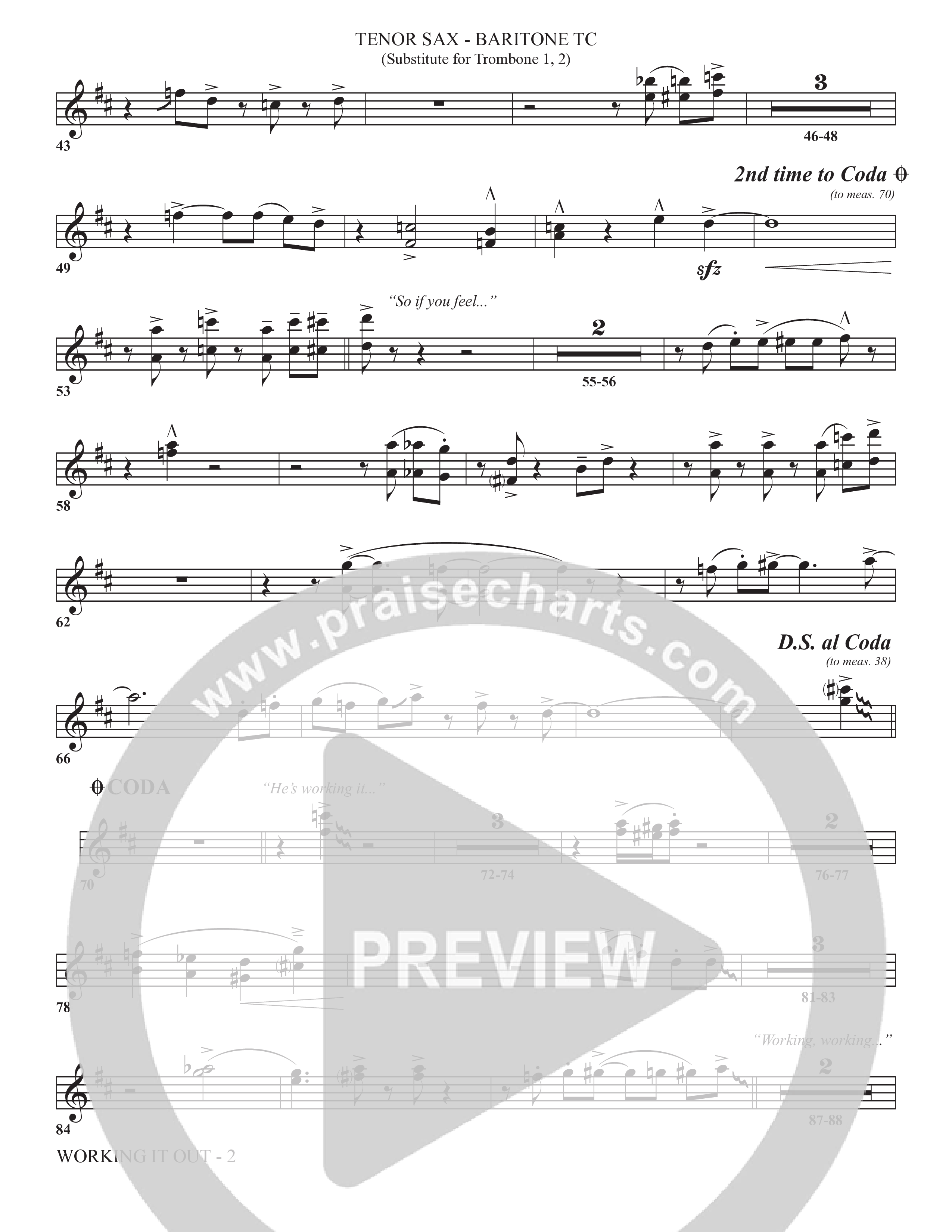 Working It Out (Choral Anthem SATB) Tenor Sax/Baritone T.C. (The Brooklyn Tabernacle Choir / Arr. Carol Cymbala / Arr. Jason Webb / Orch. Chris McDonald)