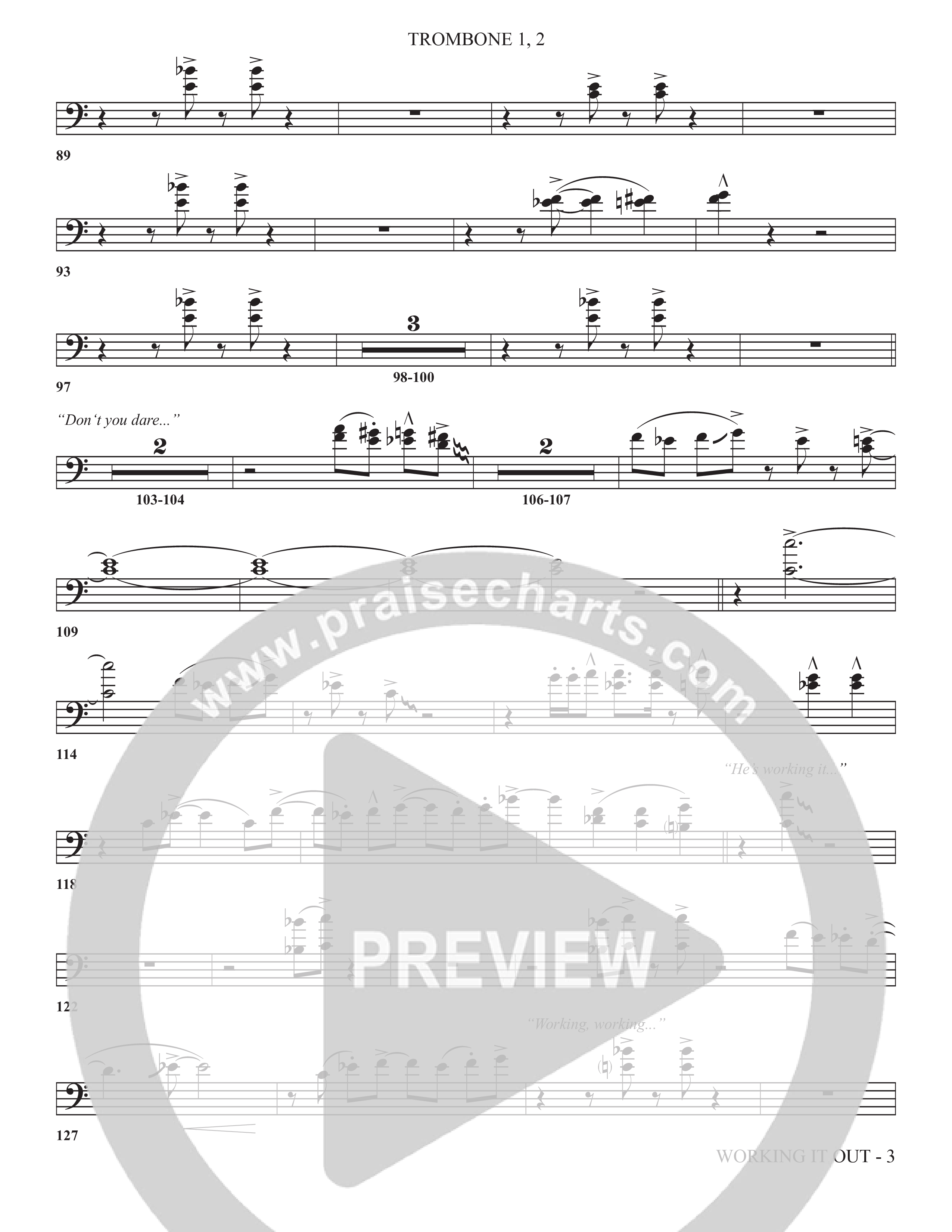 Working It Out (Choral Anthem SATB) Trombone 1/2 (The Brooklyn Tabernacle Choir / Arr. Carol Cymbala / Arr. Jason Webb / Orch. Chris McDonald)