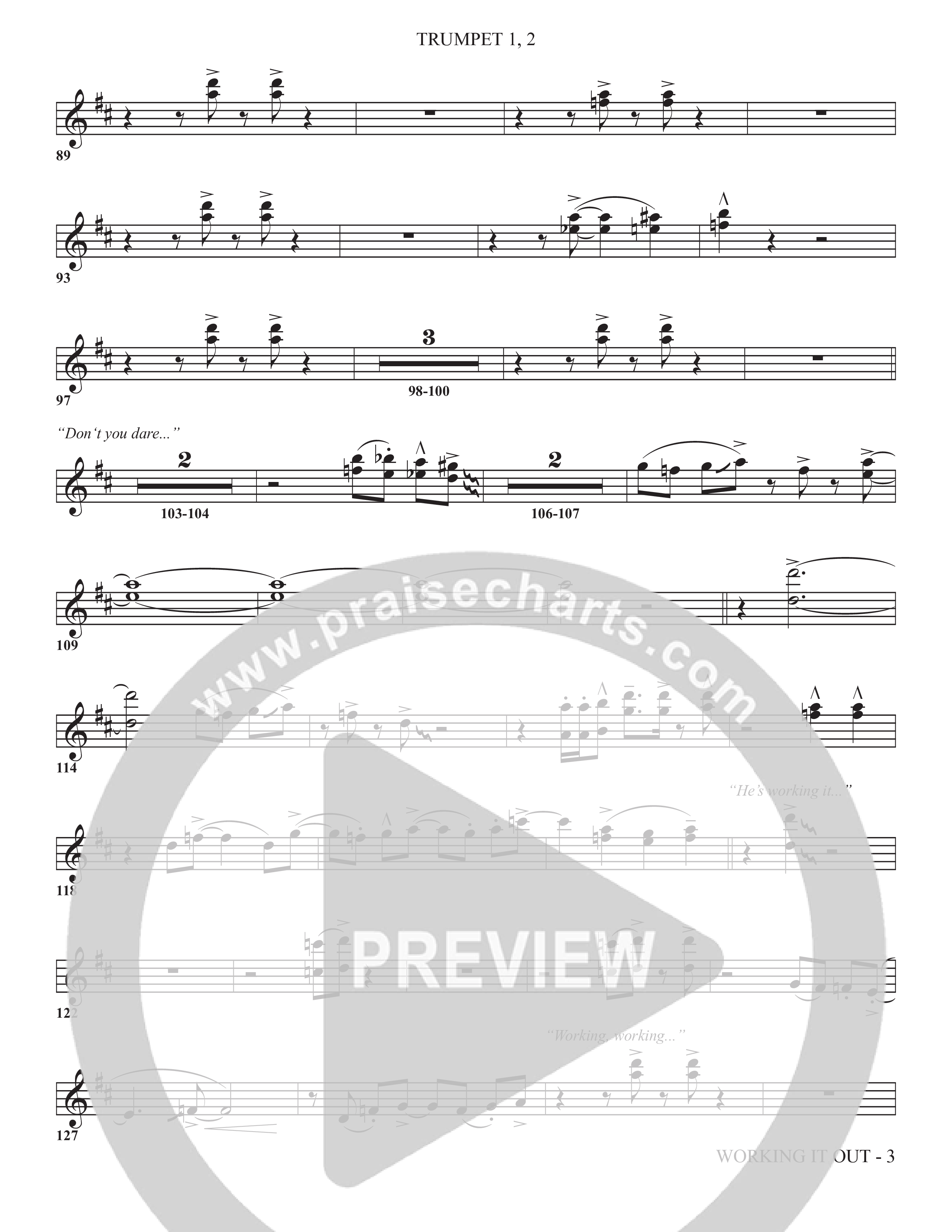 Working It Out (Choral Anthem SATB) Trumpet 1,2 (The Brooklyn Tabernacle Choir / Arr. Carol Cymbala / Arr. Jason Webb / Orch. Chris McDonald)
