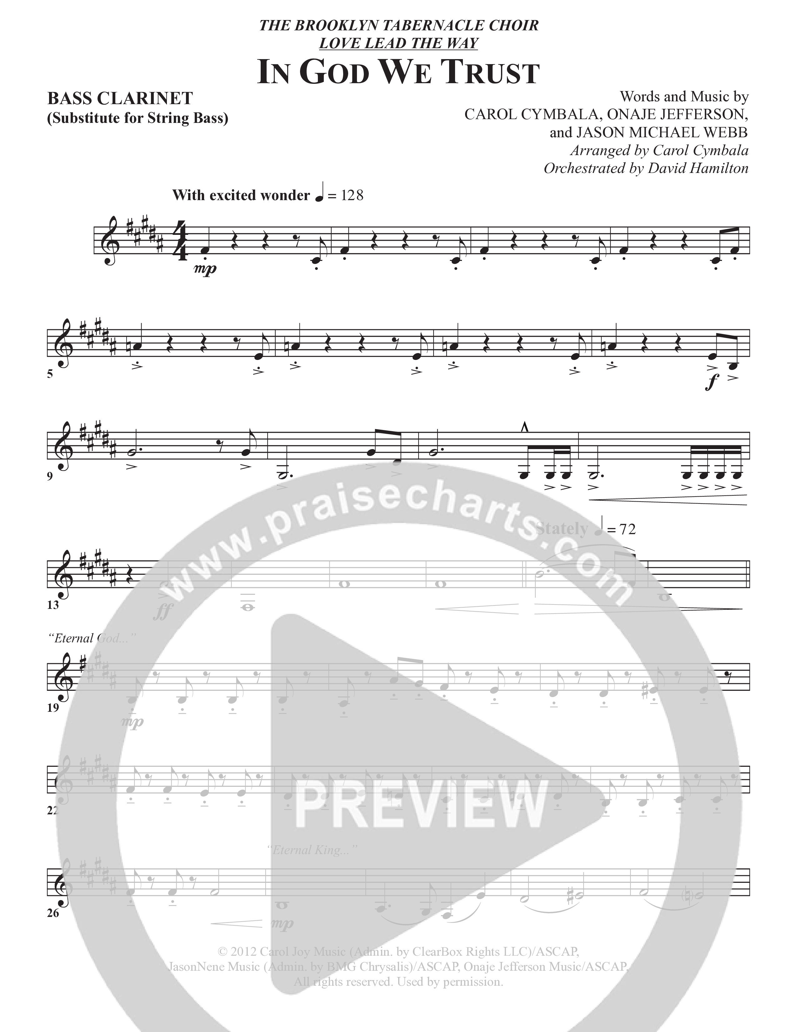 In God We Trust (Choral Anthem SATB) Bass Clarinet (The Brooklyn Tabernacle Choir / Arr. Carol Cymbala / Orch. David Hamilton)